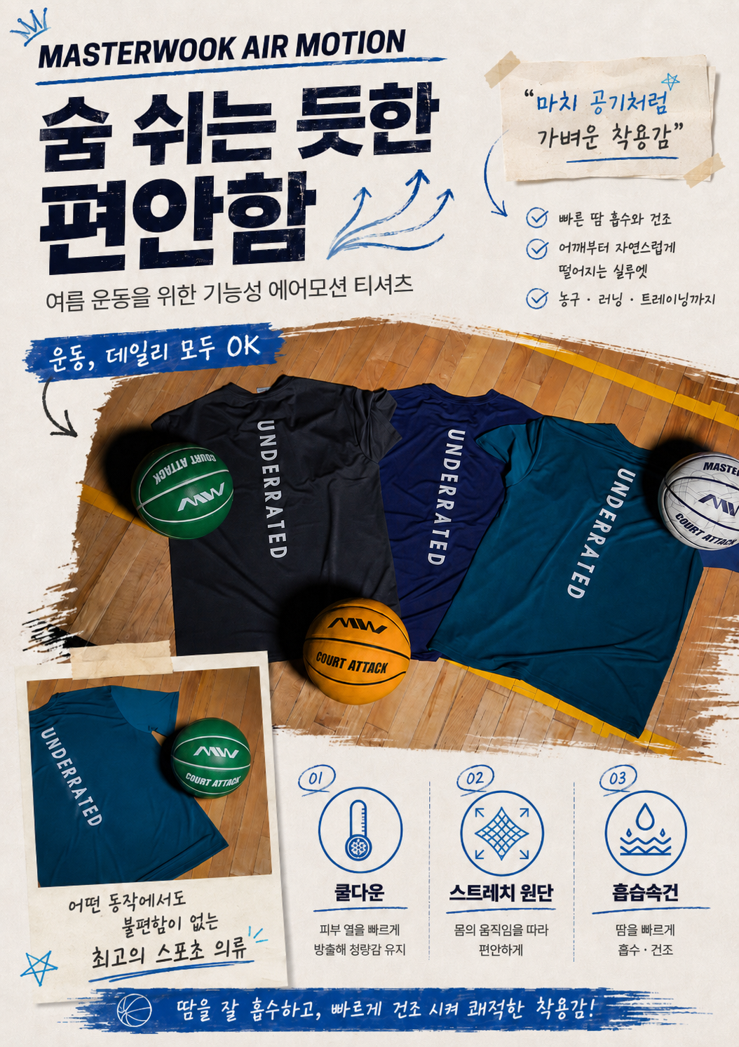 MW 에어모션 슈팅 저지 기능성 냉감 반팔티 vol.2