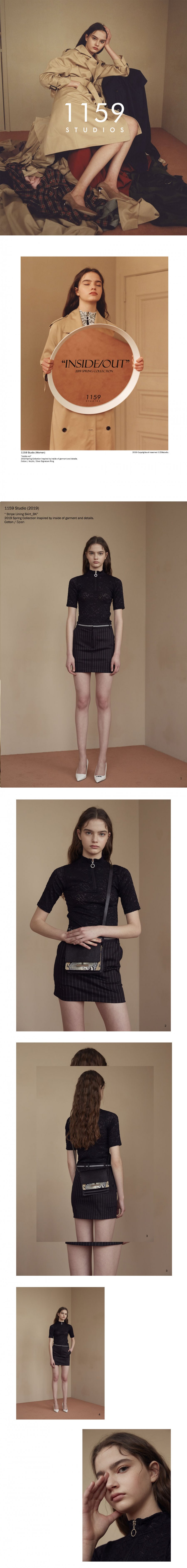 일일오구스튜디오(1159STUDIO) MH9 STRIPE LINING SKIRT_BK