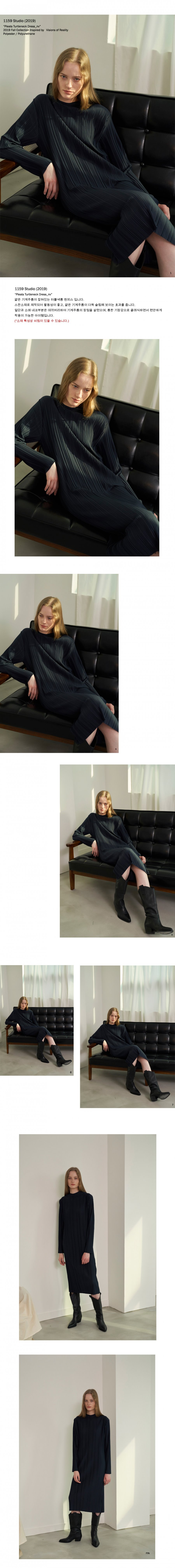 일일오구스튜디오(1159STUDIO) MH11 PLEATS TURTLENECK DRESS_NV