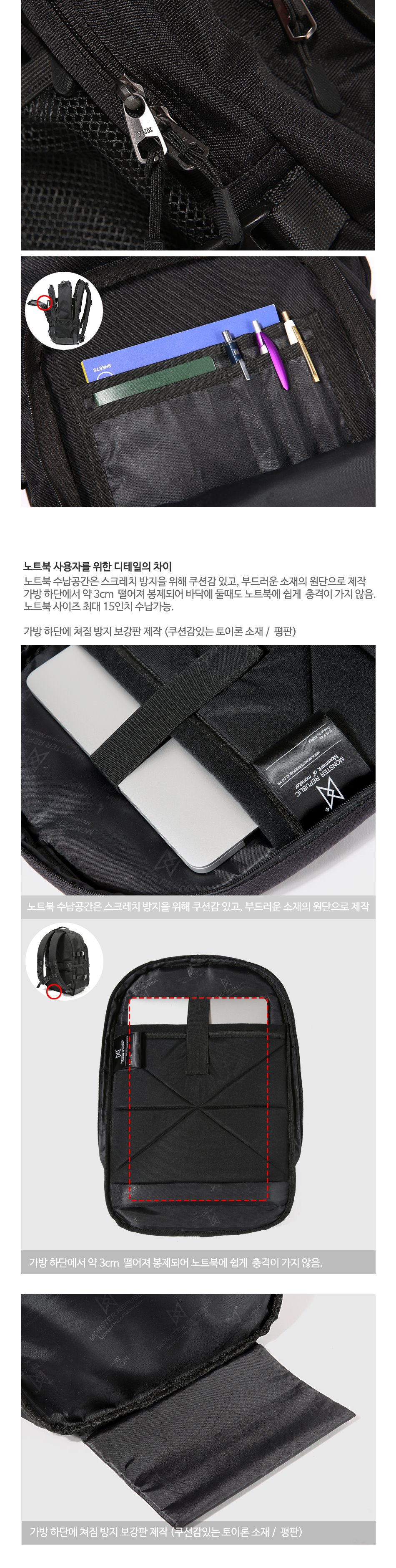 몬스터리퍼블릭(MONSTER REPUBLIC) MONSTER SCOTCH LOGO BACKPACK / BLACK