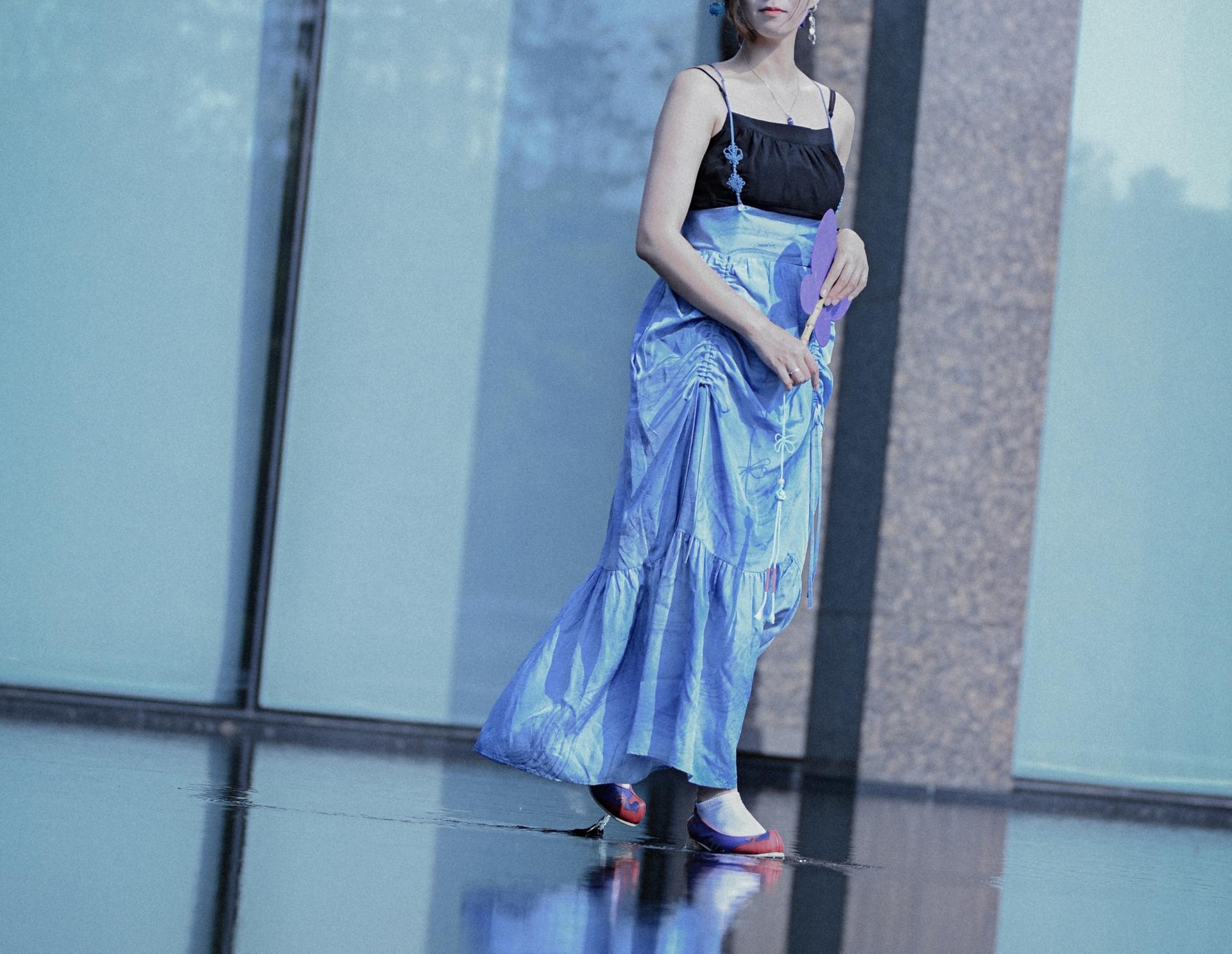 [dress] 수피아 한지인견 파랑 물결