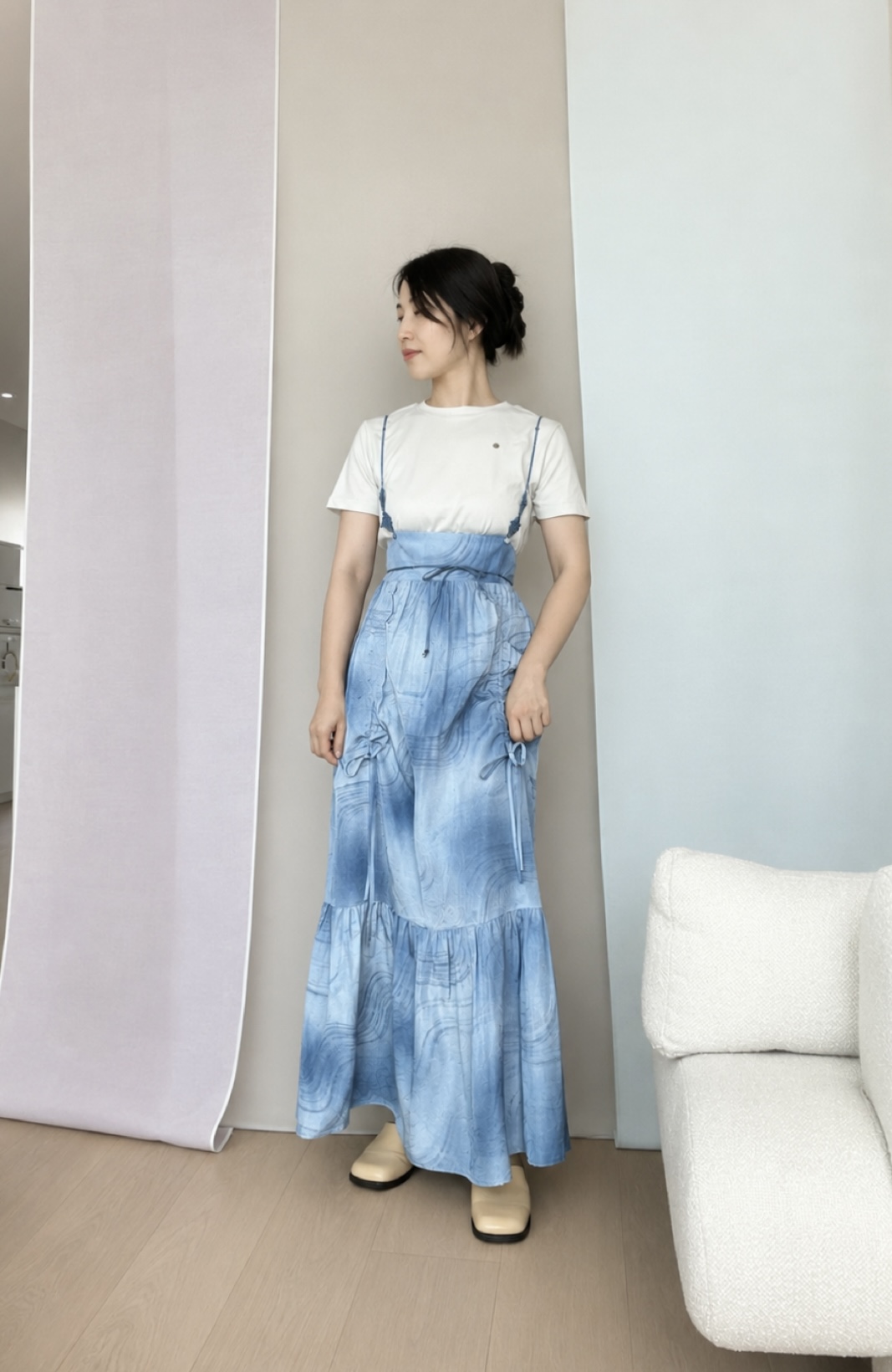 [dress] 수피아 한지인견 파랑 물결