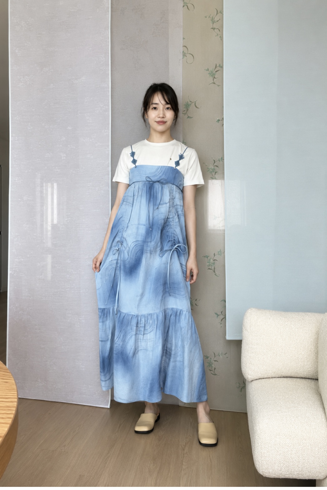[dress] 수피아 한지인견 파랑 물결