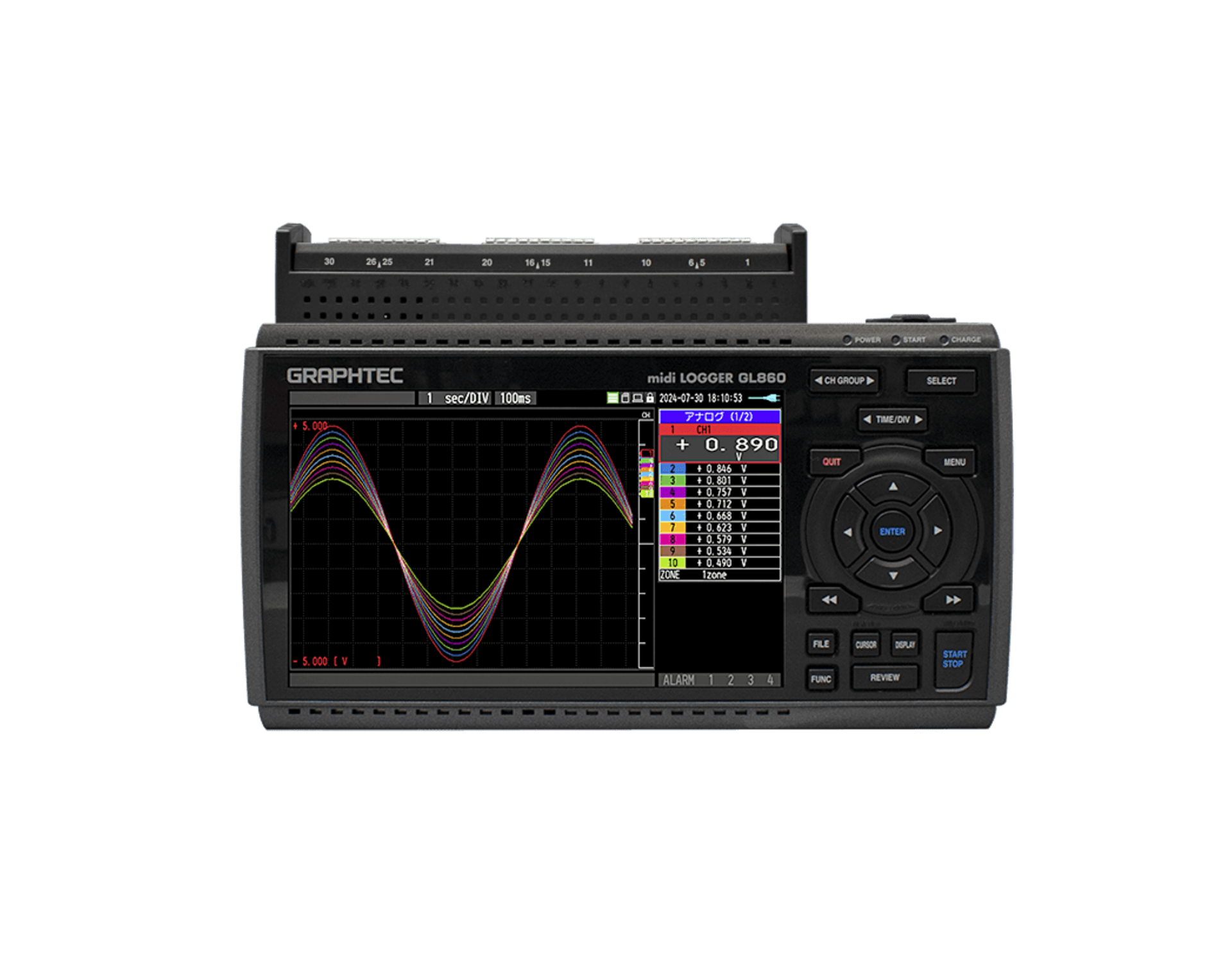 GRAPHTEC GL860-SL30 데이터로거 본체와 30채널 스크류리스 터미널 B-563SL-30