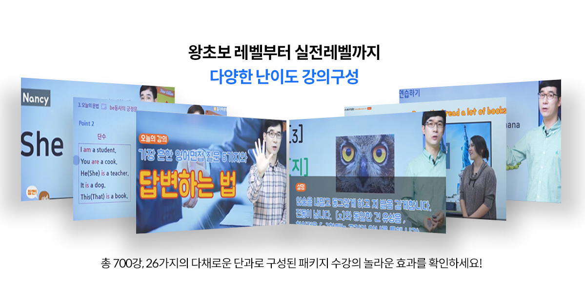 다채로운 영어단과로 구성된 패키지수강의 놀라운 효과를 확인하세요. 