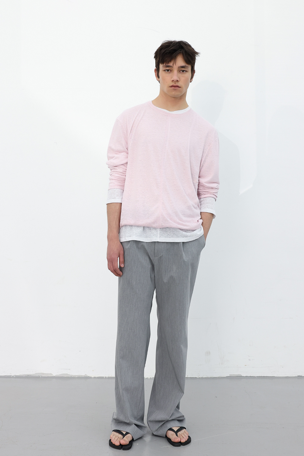 [ANYTIME LOREAK] CAMELLIA LAYERED TEE - WHITE/PINK