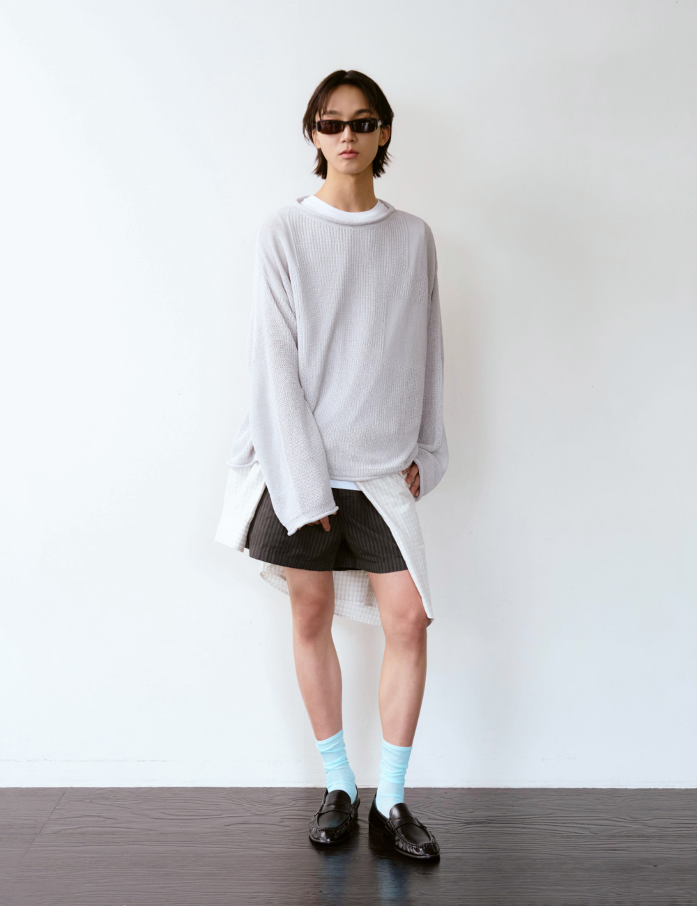 [GEN:RE] Canopy Mesh Knit Light Gray