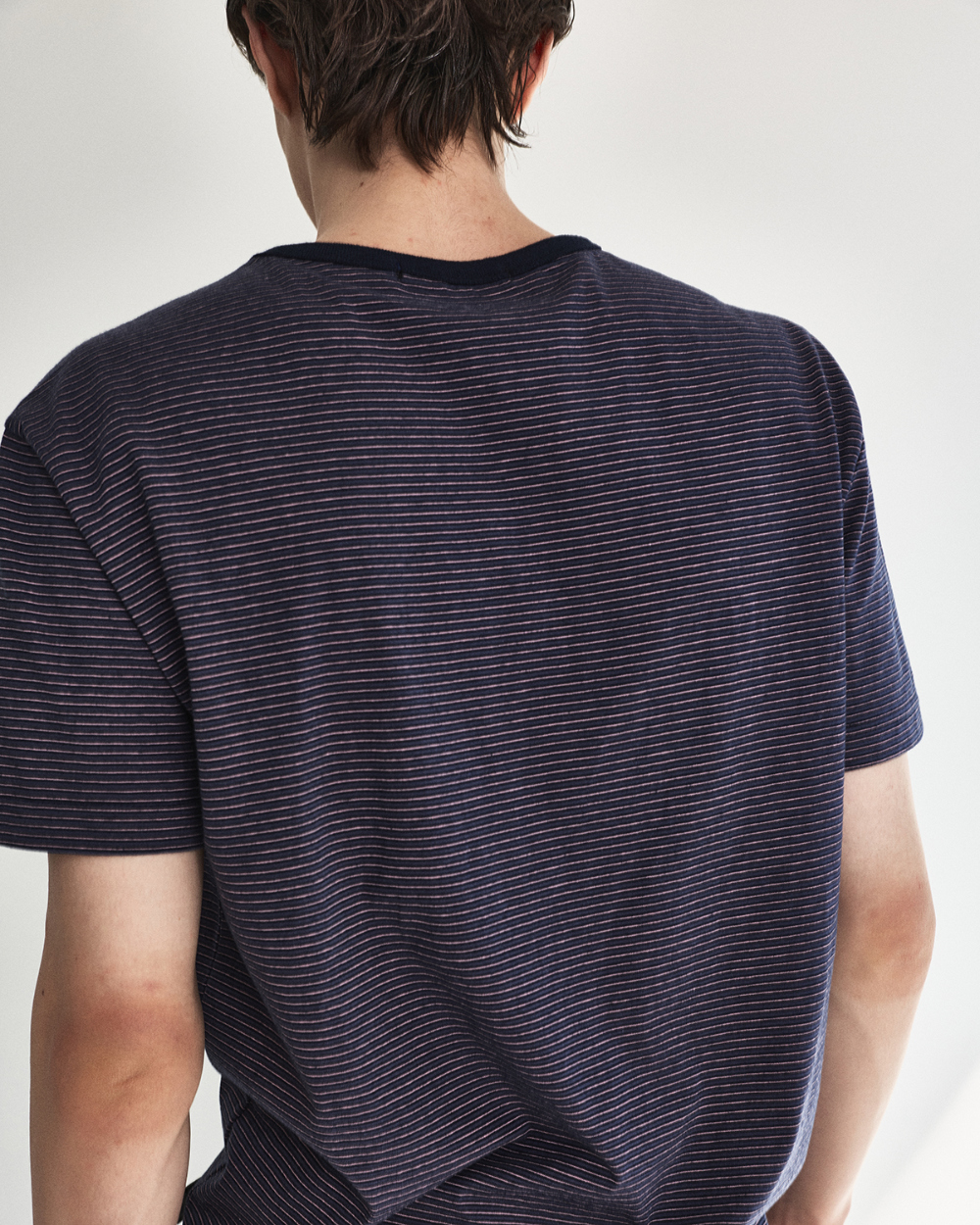 [kineto] Blend Stripe Cotton T-Shirt_Multi Purple