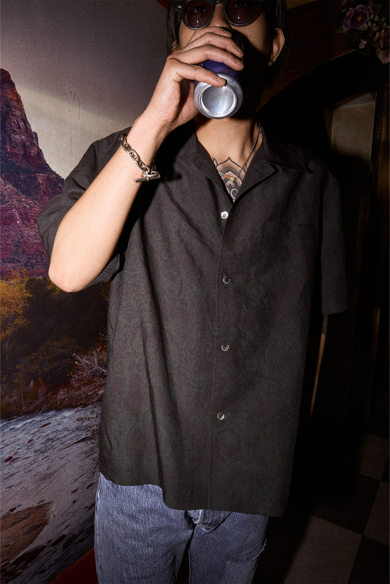 [SURFACE EDITION] FULL PRINT SHORT SLEEVE SHIRT BLACK