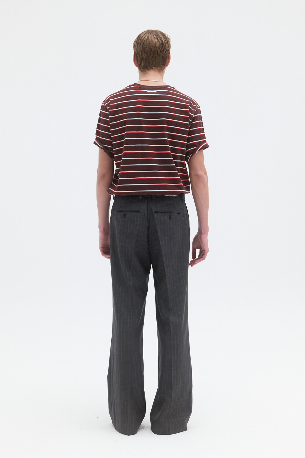 [WINDER] STRIPED COTTON TOP - BURGUNDY BROWN