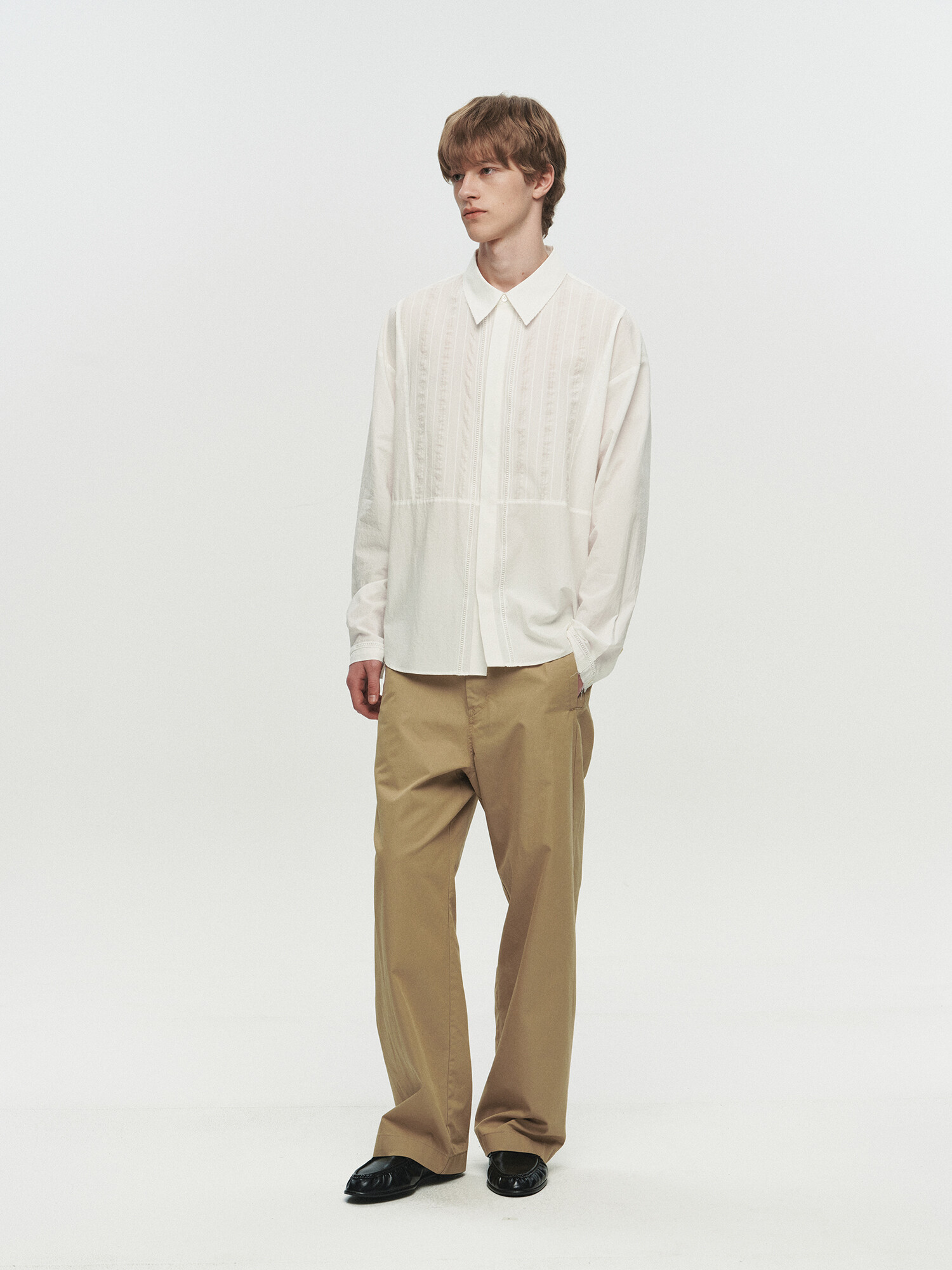 [HEUTE] CURVE LINE WIDE PANTS (BEIGE)