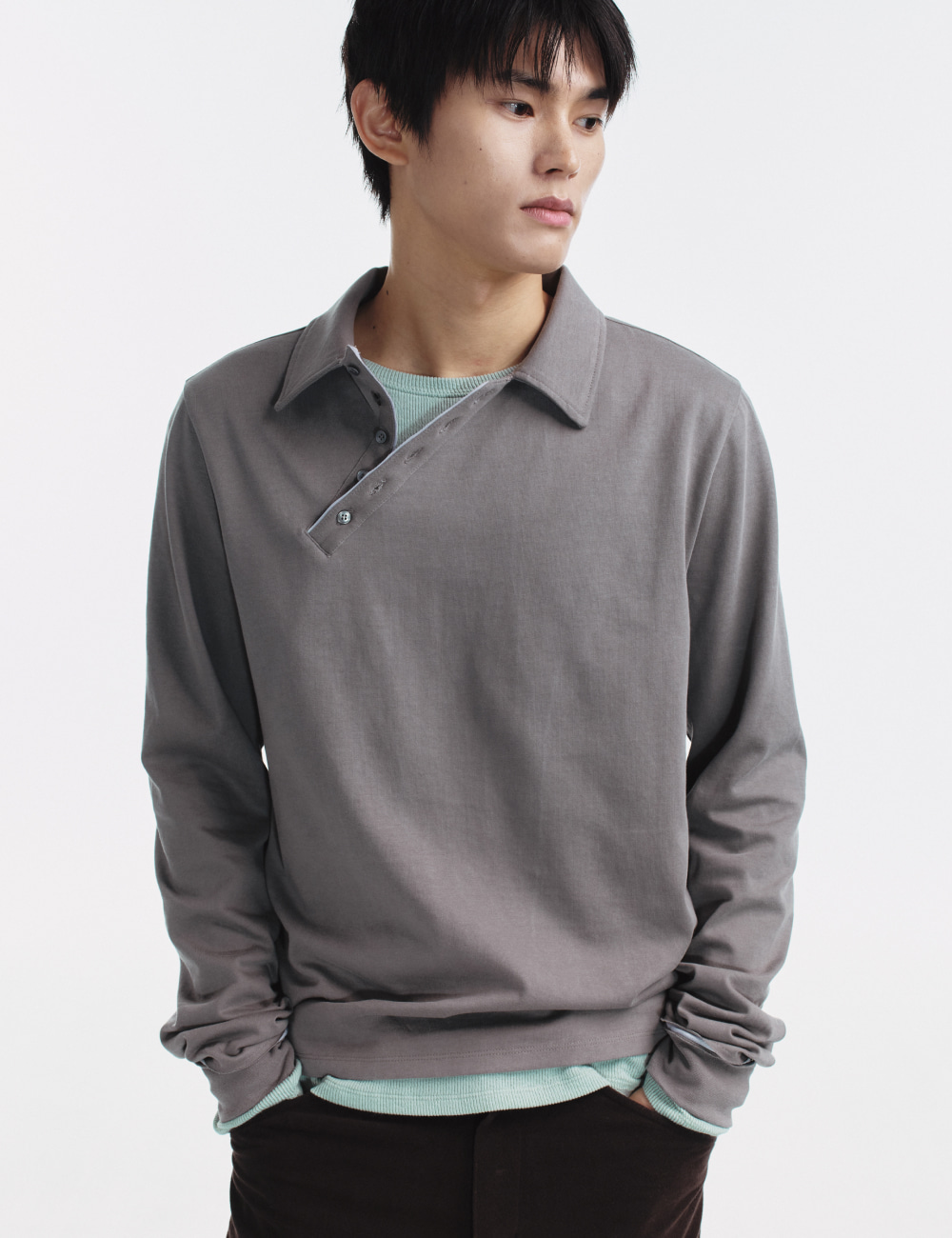 [GEN:RE] Pivot Tape Polo Shirt Navy Grey