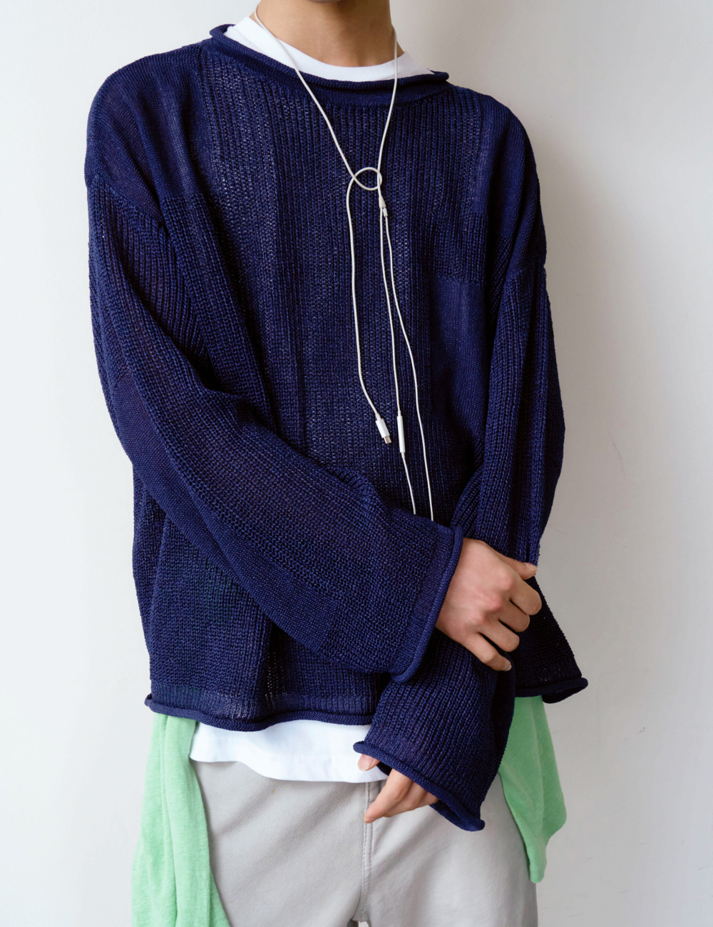[GEN:RE] Canopy Mesh Knit Navy