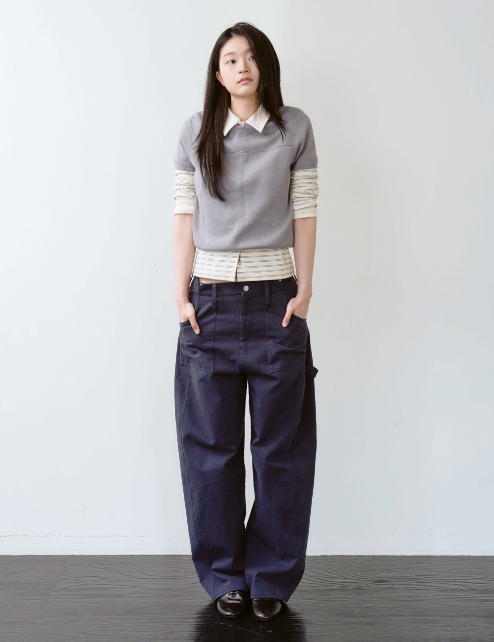 [GEN:RE] Your Way Slit Half Knit Gray