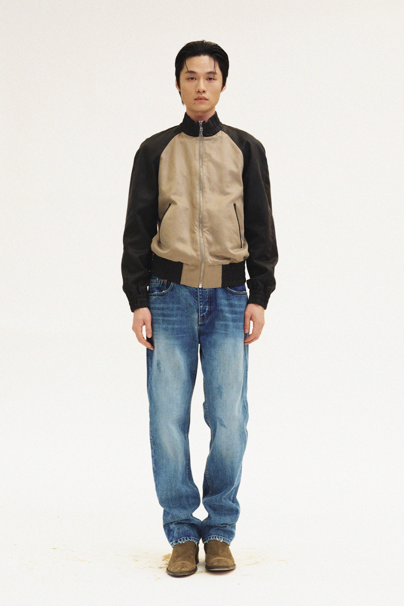 [SURFACE EDITION] CONTRAST ZIP UP JACKET BEIGE