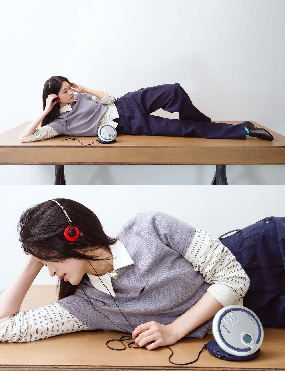 [GEN:RE] Your Way Slit Half Knit Gray