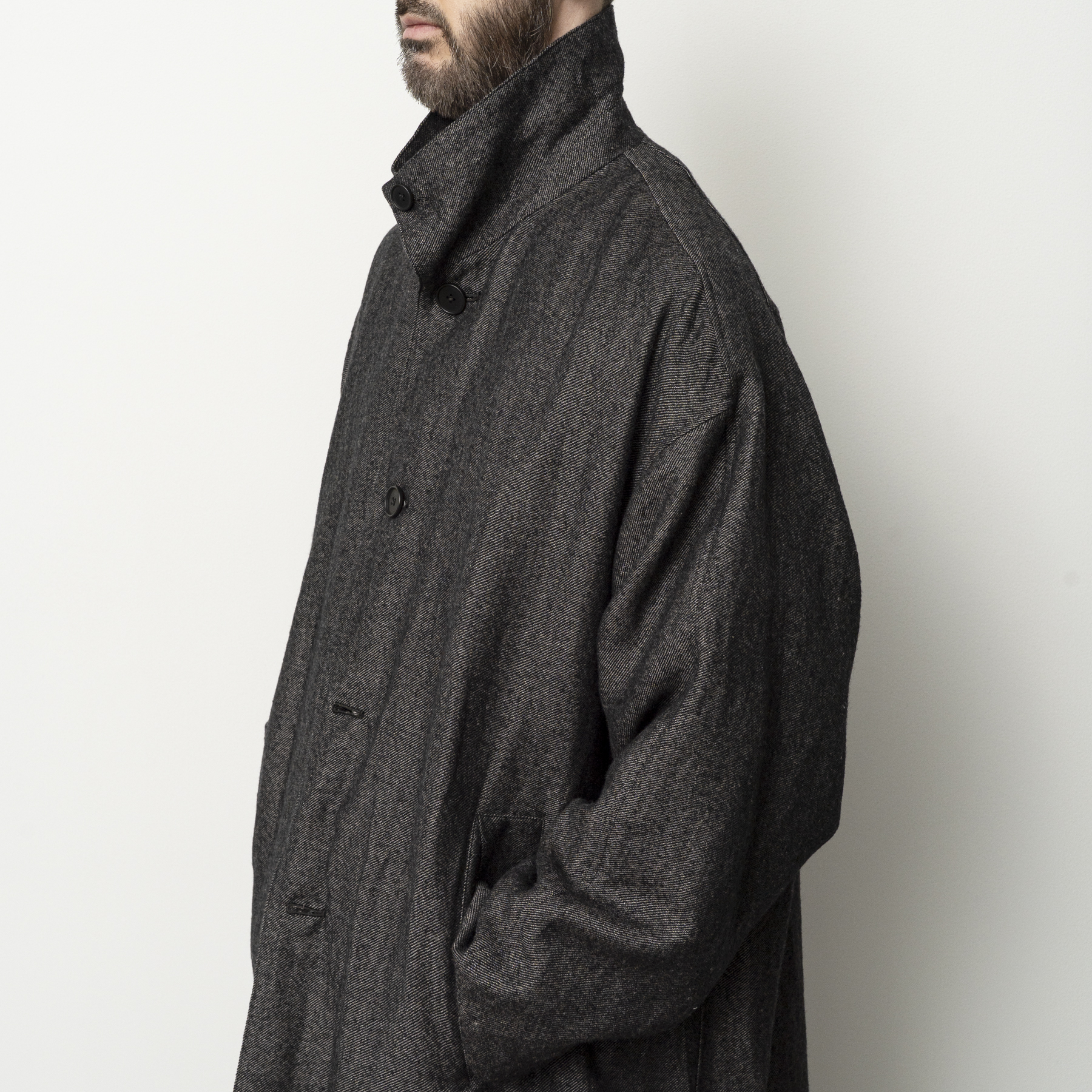 [STILL BY HAND] CO01263OS- Linen mixed wool coat BLACK 사이즈없음