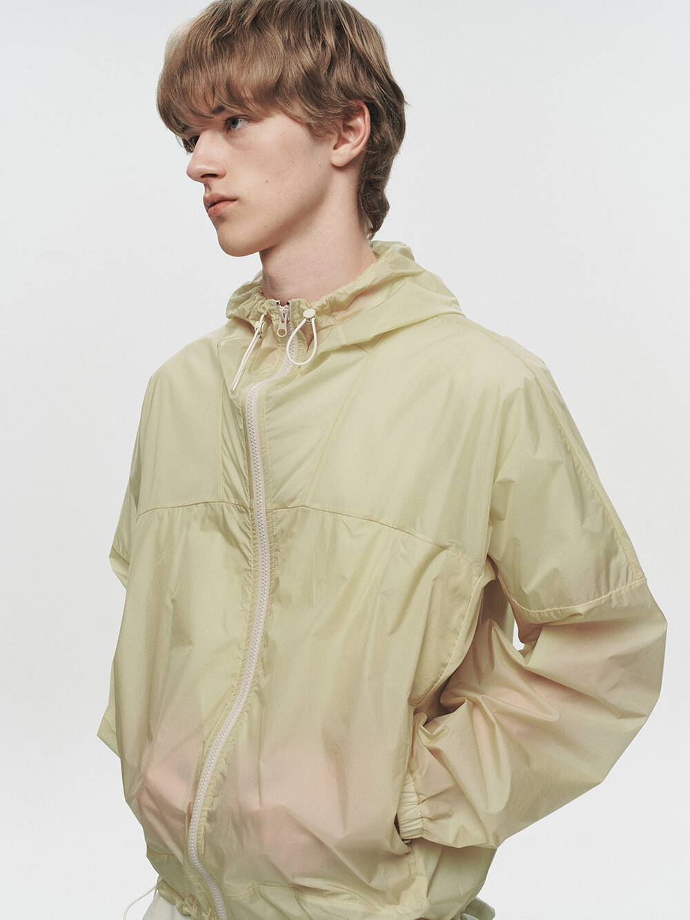 [HEUTE] KADE SHEER HOODED JACKET (YELLOW)