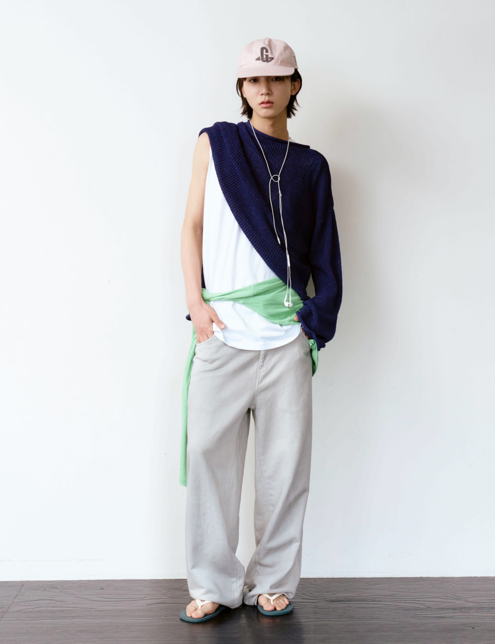 [GEN:RE] Canopy Mesh Knit Navy