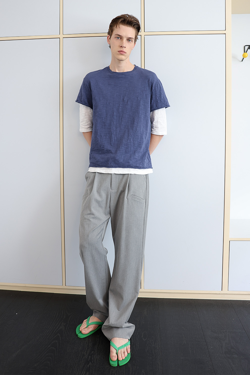 [ANYTIME LOREAK] FADE SLUB HALF T-SHIRT - VINTAGE BLUE