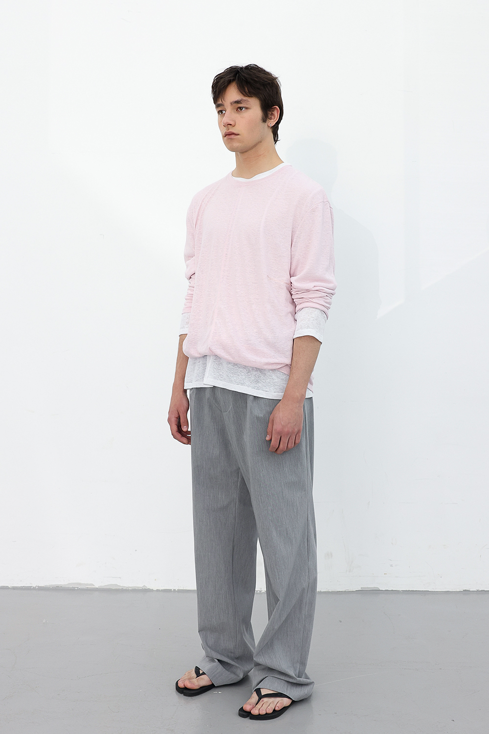[ANYTIME LOREAK] CAMELLIA LAYERED TEE - WHITE/PINK