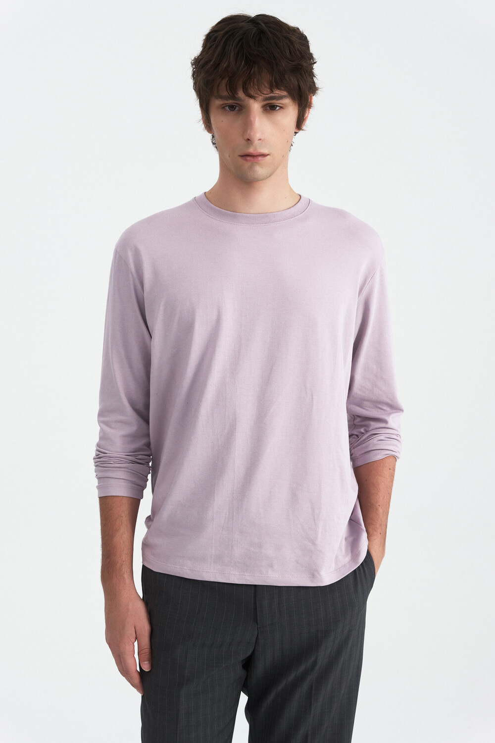 [WINDER] MODAL BLEND JERSEY TOP -MUTED LAVENDER