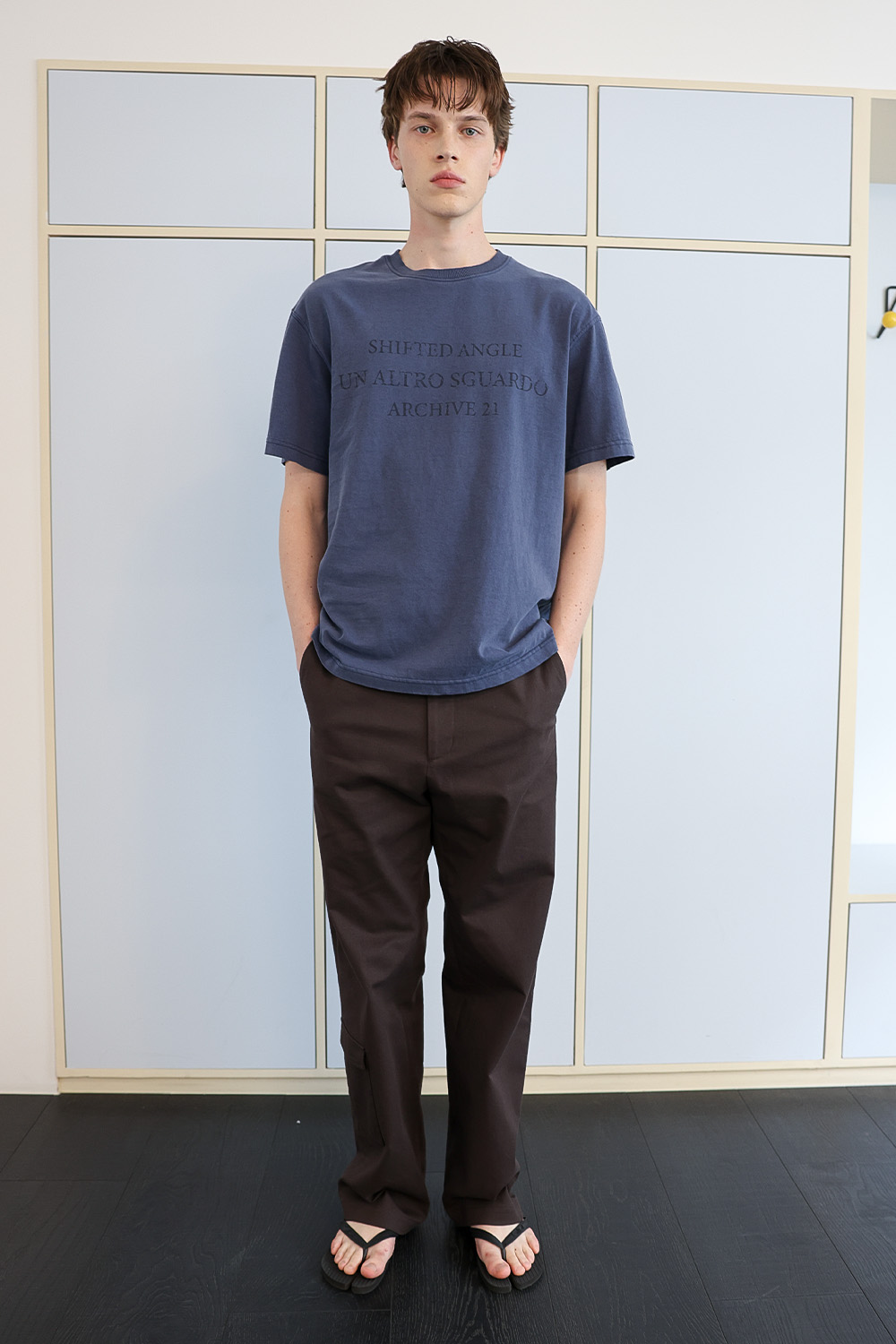 [ANYTIME LOREAK] SEDUM WASHED HALF T-SHIRT - VINTAGE BLUE
