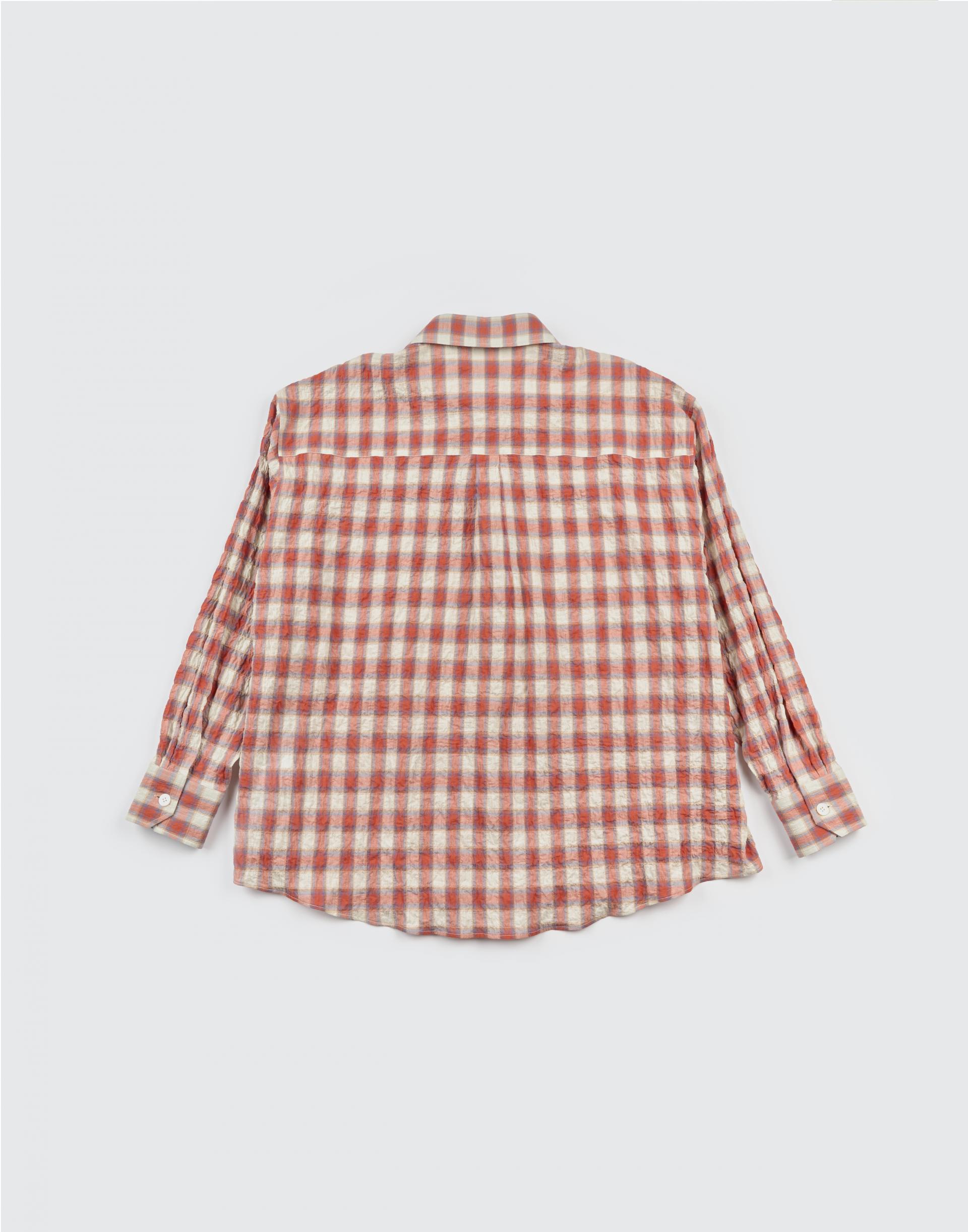 [MOOMYUNG] DETACHABLE COLLAR SHIRTS (ORANGE CHECK)