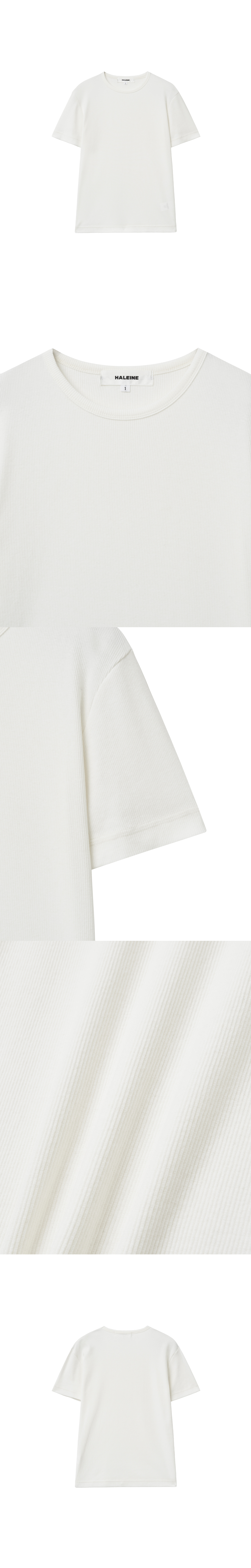 [HALEINE] SLIM RIBBED CREW NECK T-SHIRT OFF-WHITE (XT202)