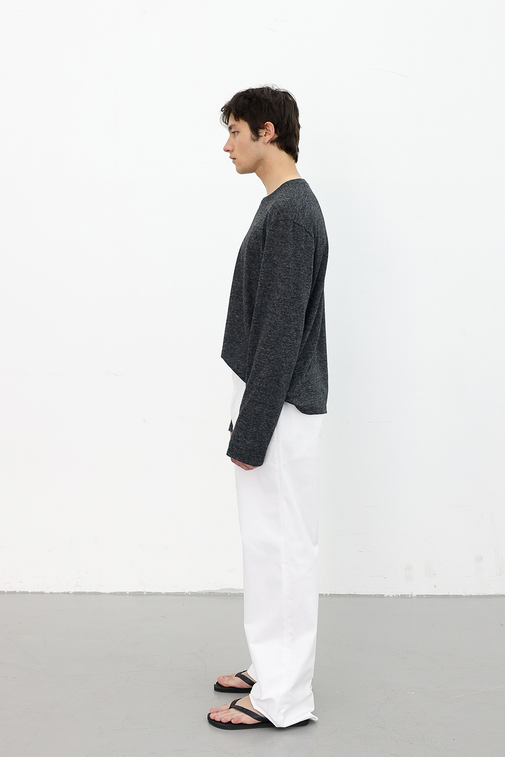[ANYTIME LOREAK] CAMELLIA LAYERED TEE - SKY BLUE/CHARCOAL