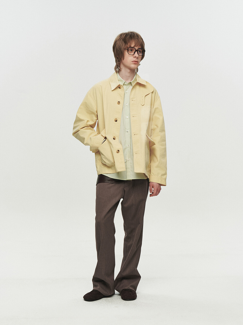 [HEUTE] CONTRAST COLLAR FIELD JACKET (YELLOW)