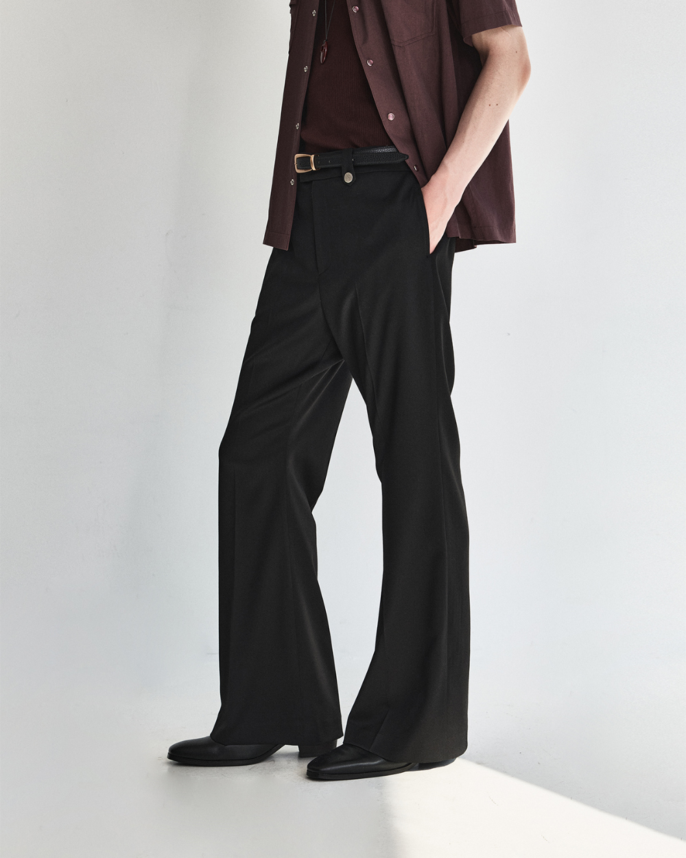 [kineto] Lustre Relaxed Wool Flare Pants_Black