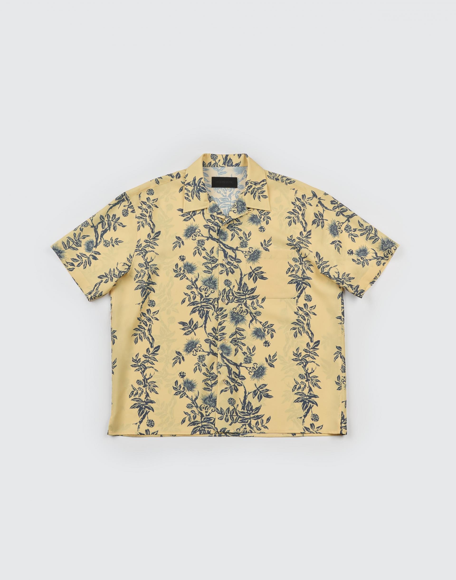 [MOOMYUNG ] HAWAIIAN OPEN COLLAR SHIRT (FLOWER DRAWING)