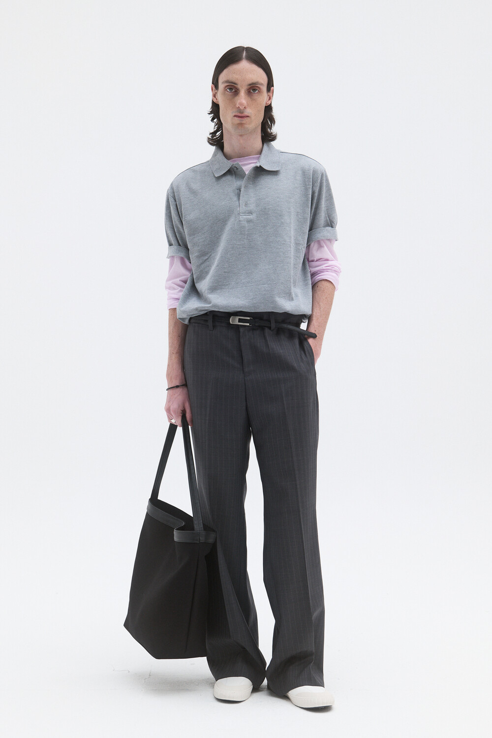 [WINDER] CLASSIC PIQUE TOP - MELANGE GREY
