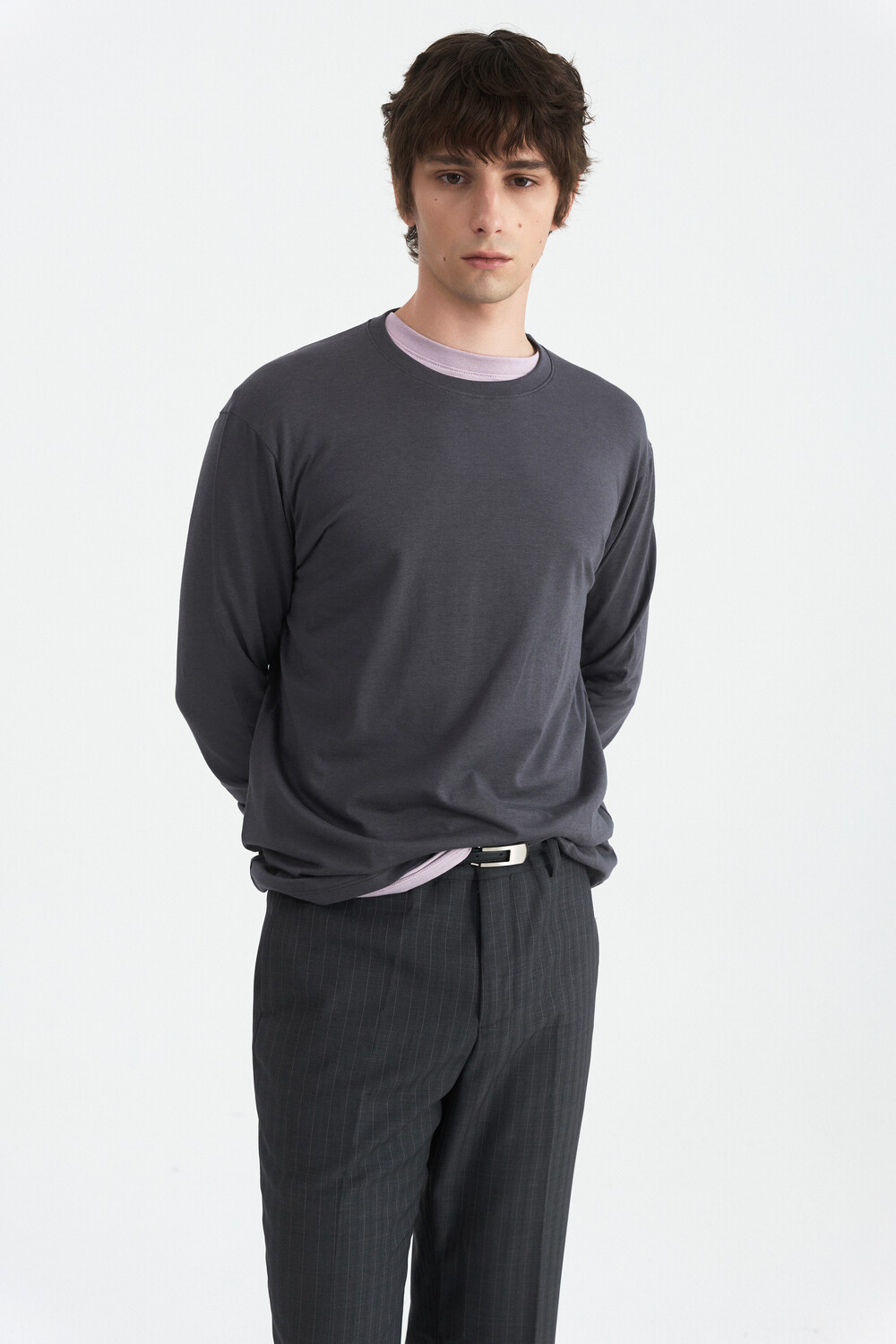 [WINDER] MODAL BLEND JERSEY TOP - DARK GREY