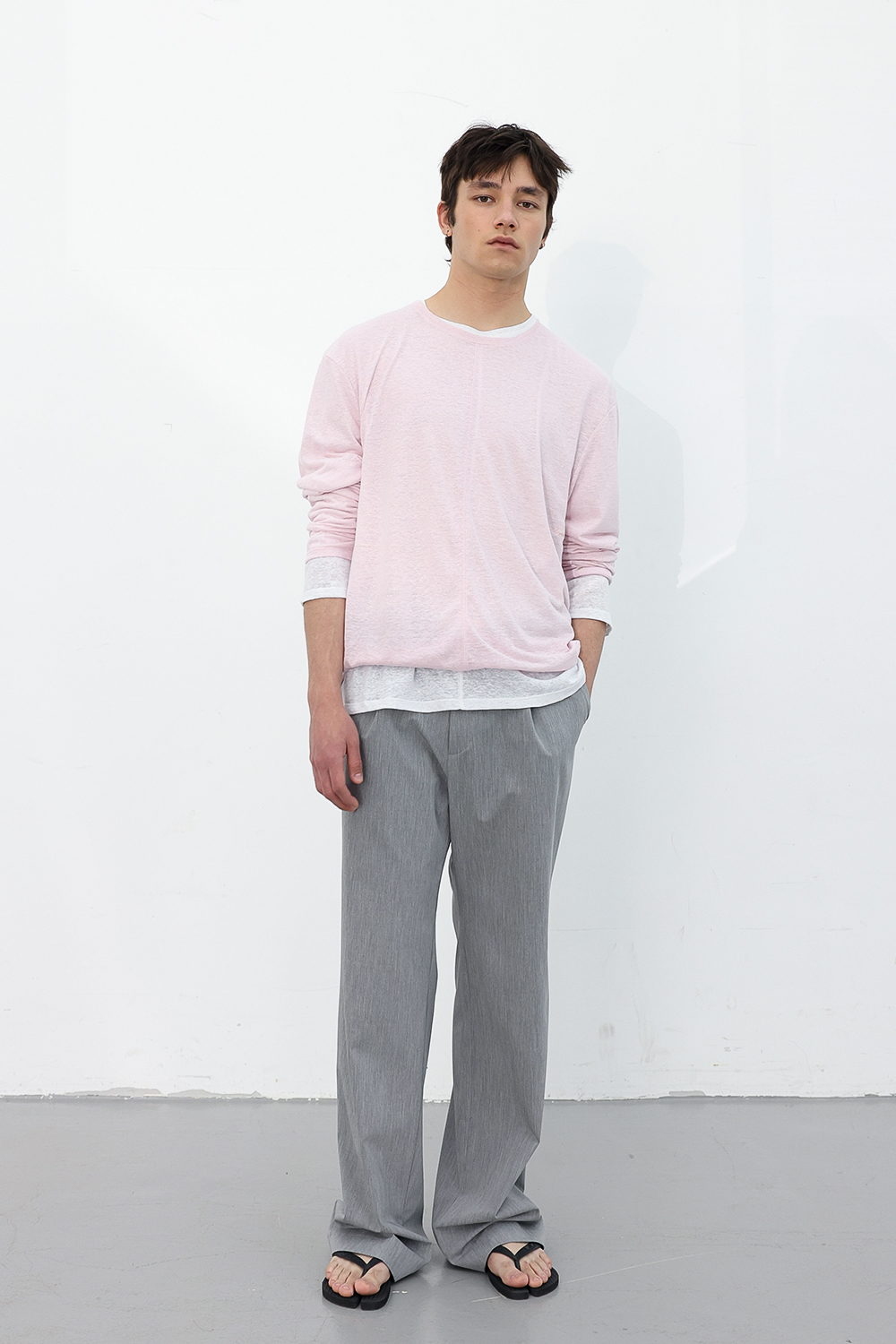 [ANYTIME LOREAK] CAMELLIA LAYERED TEE - WHITE/PINK