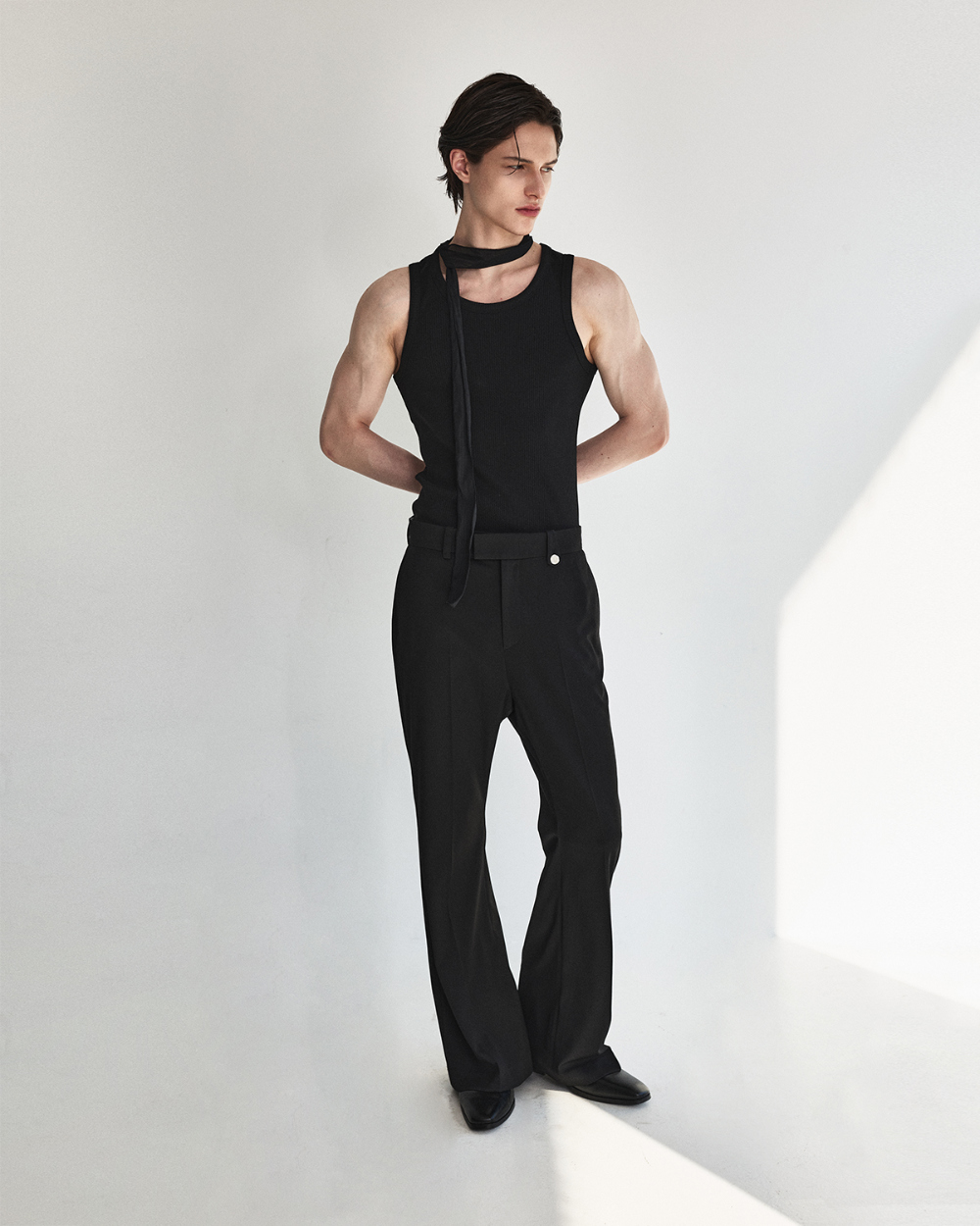 [kineto] Lustre Relaxed Wool Flare Pants_Black