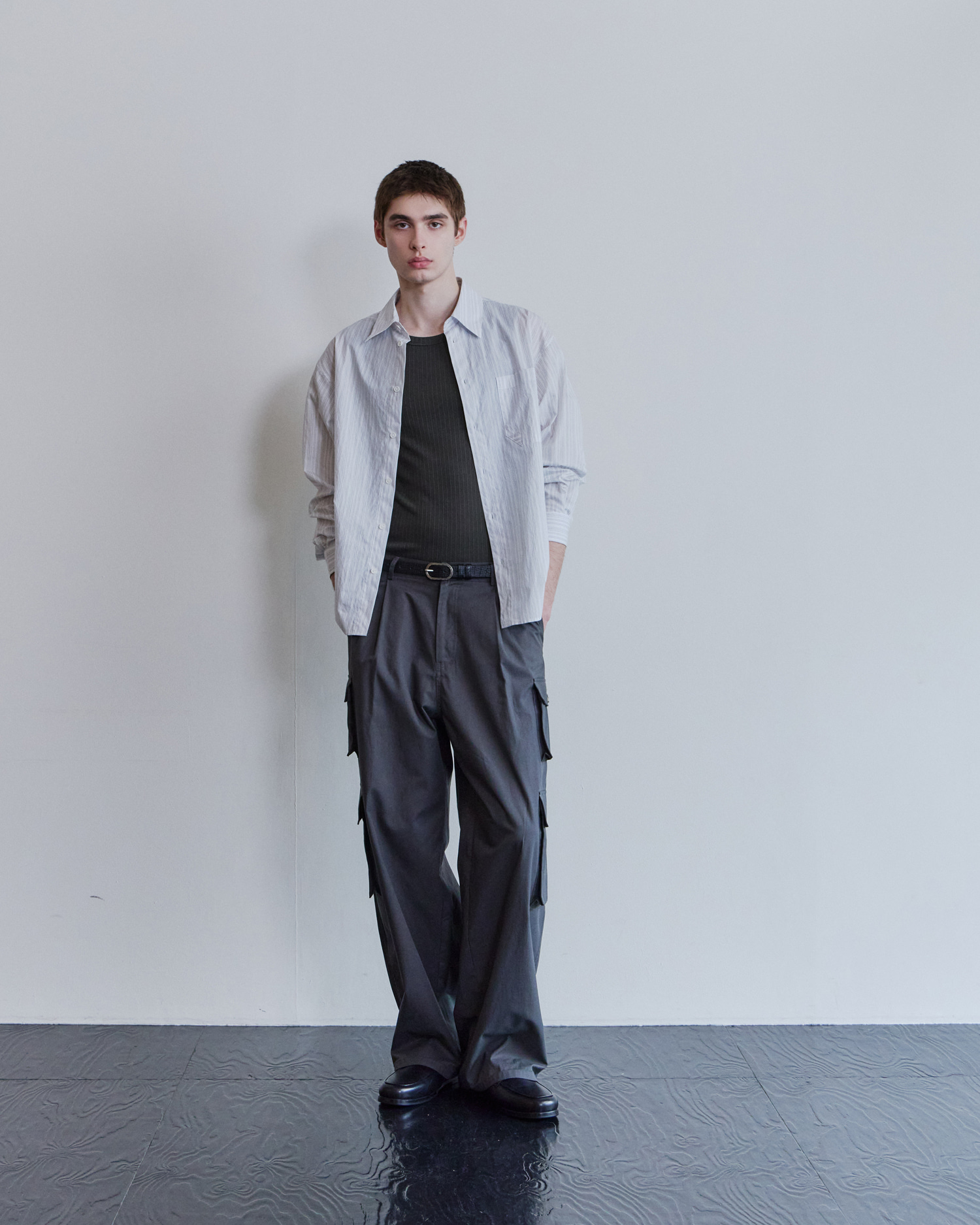 [WAVINESS] Origami Stripe Shirts - White