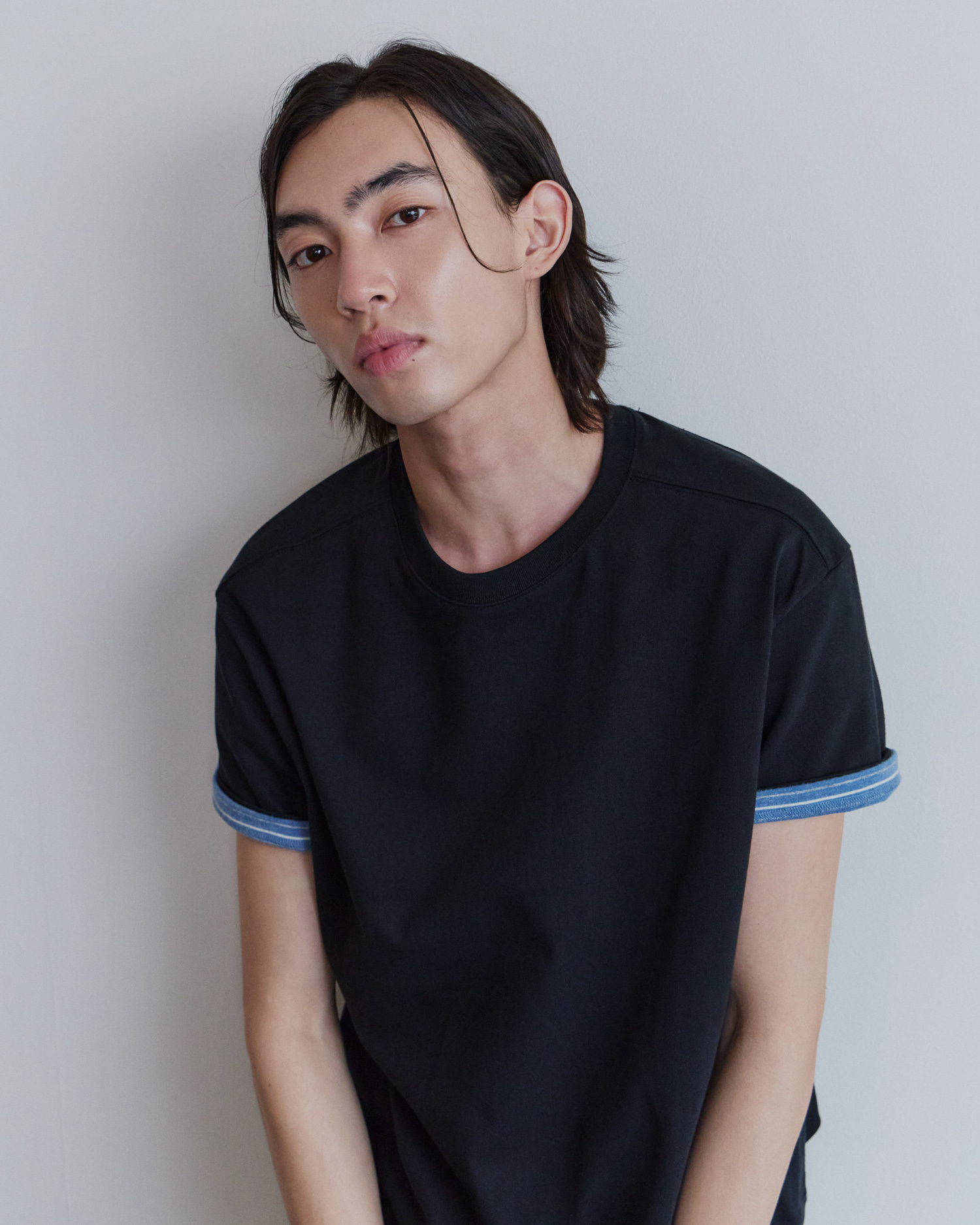 [WAVINESS] Stripe Layered T-shirts - Black