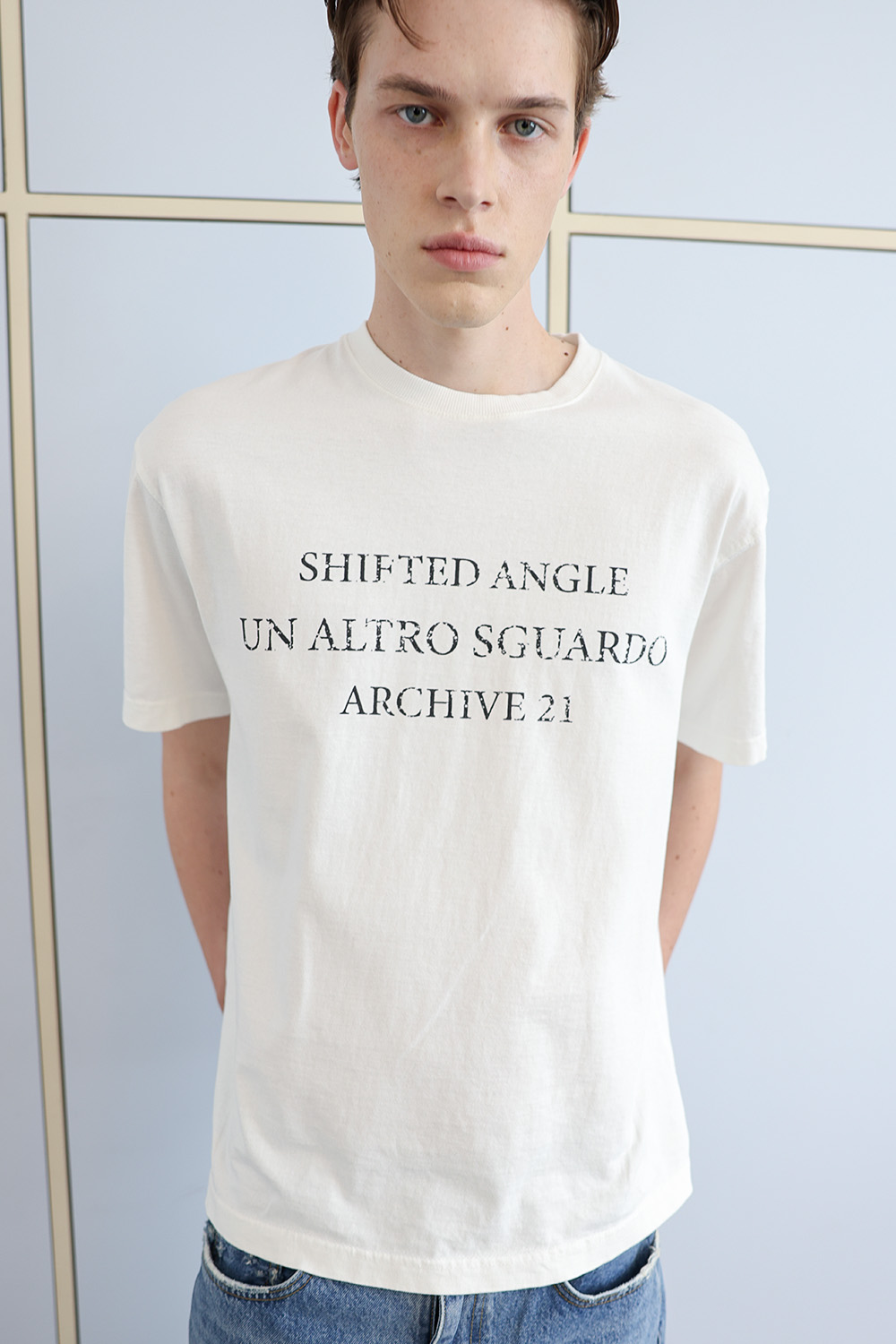 [ANYTIME LOREAK] SEDUM WASHED HALF T-SHIRT - WHITE