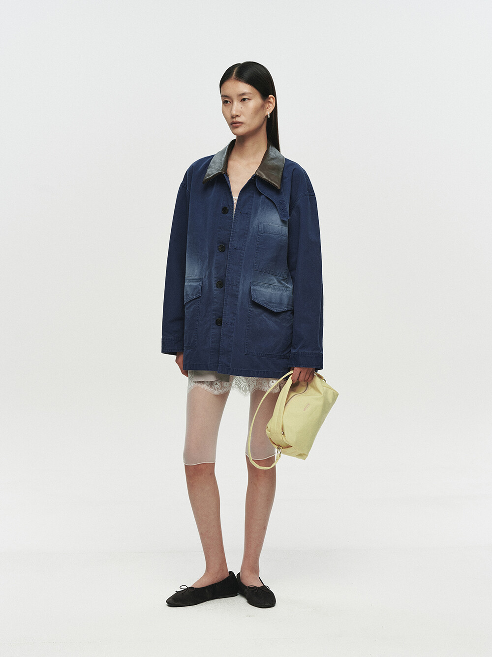 [HEUTE] CONTRAST COLLAR FIELD JACKET (NAVY)
