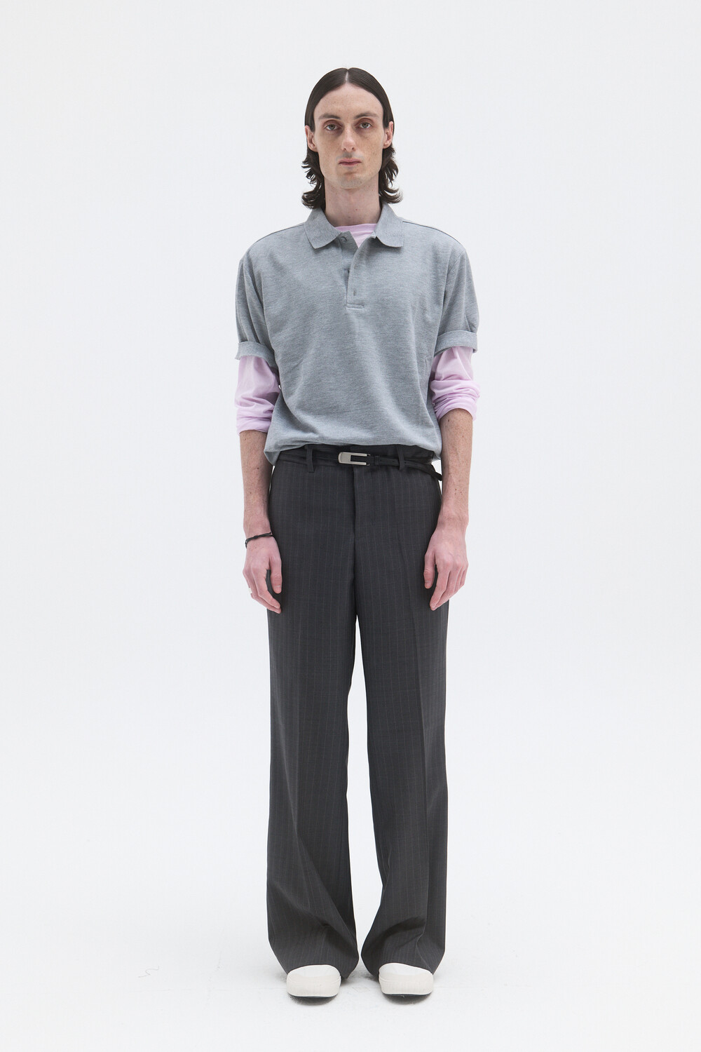 [WINDER] CLASSIC PIQUE TOP - MELANGE GREY