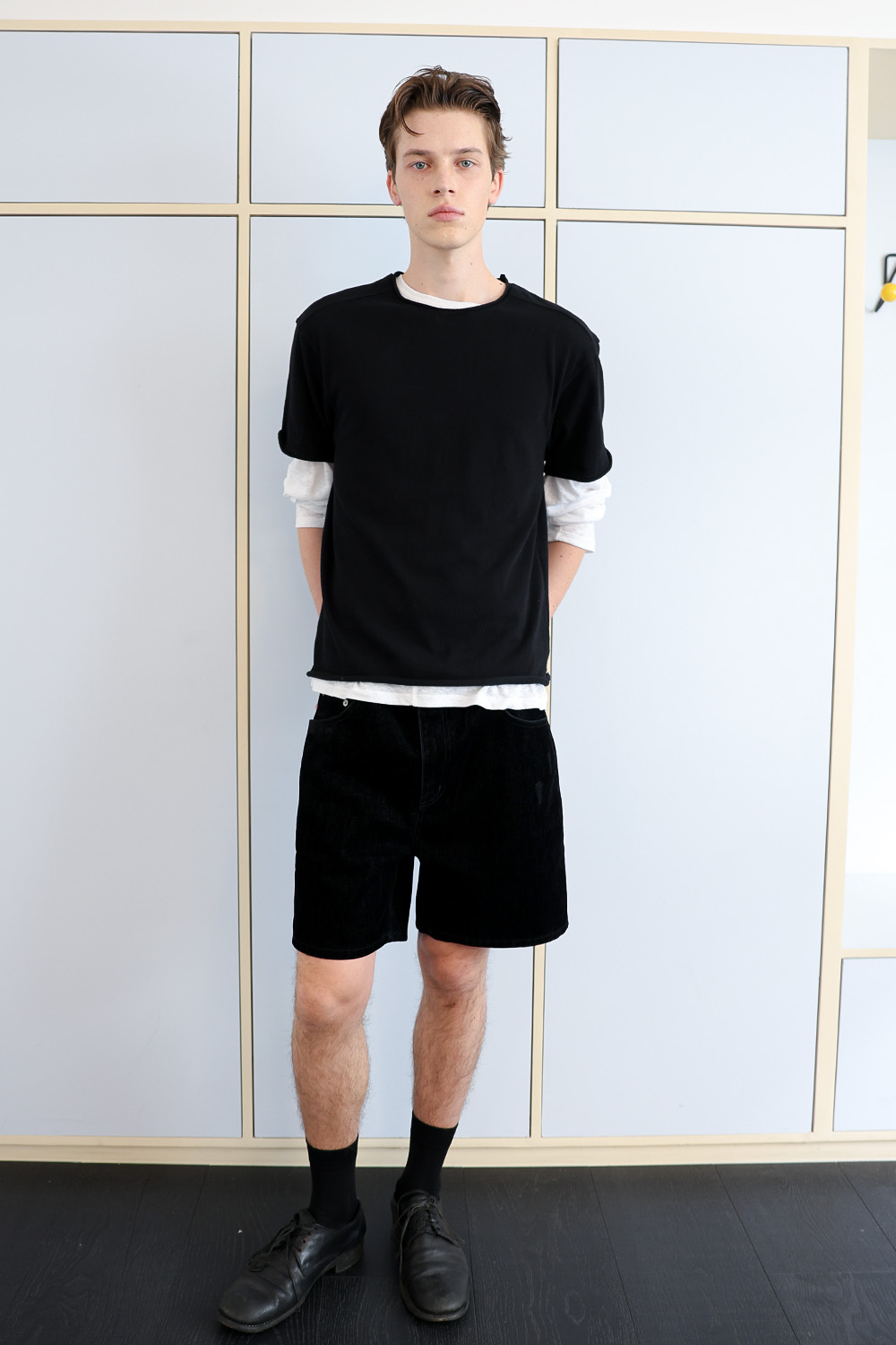 [ANYTIME LOREAK] YUCCA RAW-EDGE HALF KNIT - BLACK