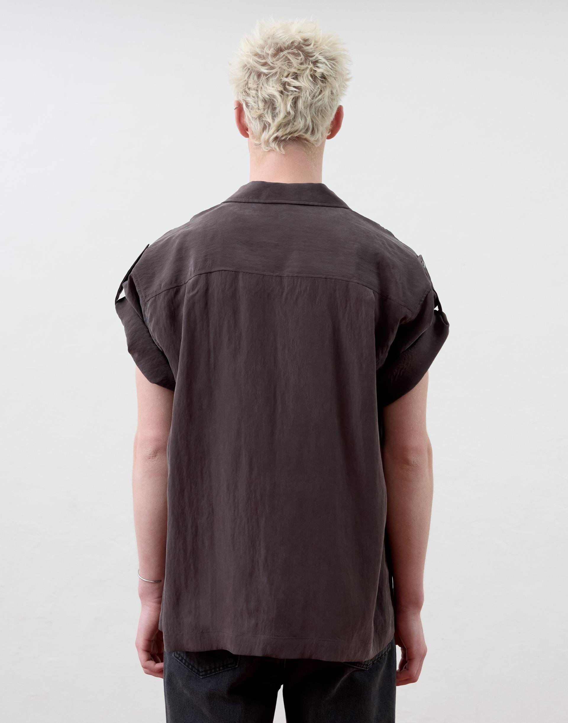 [MOOMYUNG ] MILANESE OPEN COLLAR SHIRT (BURGUNDY BROWN)