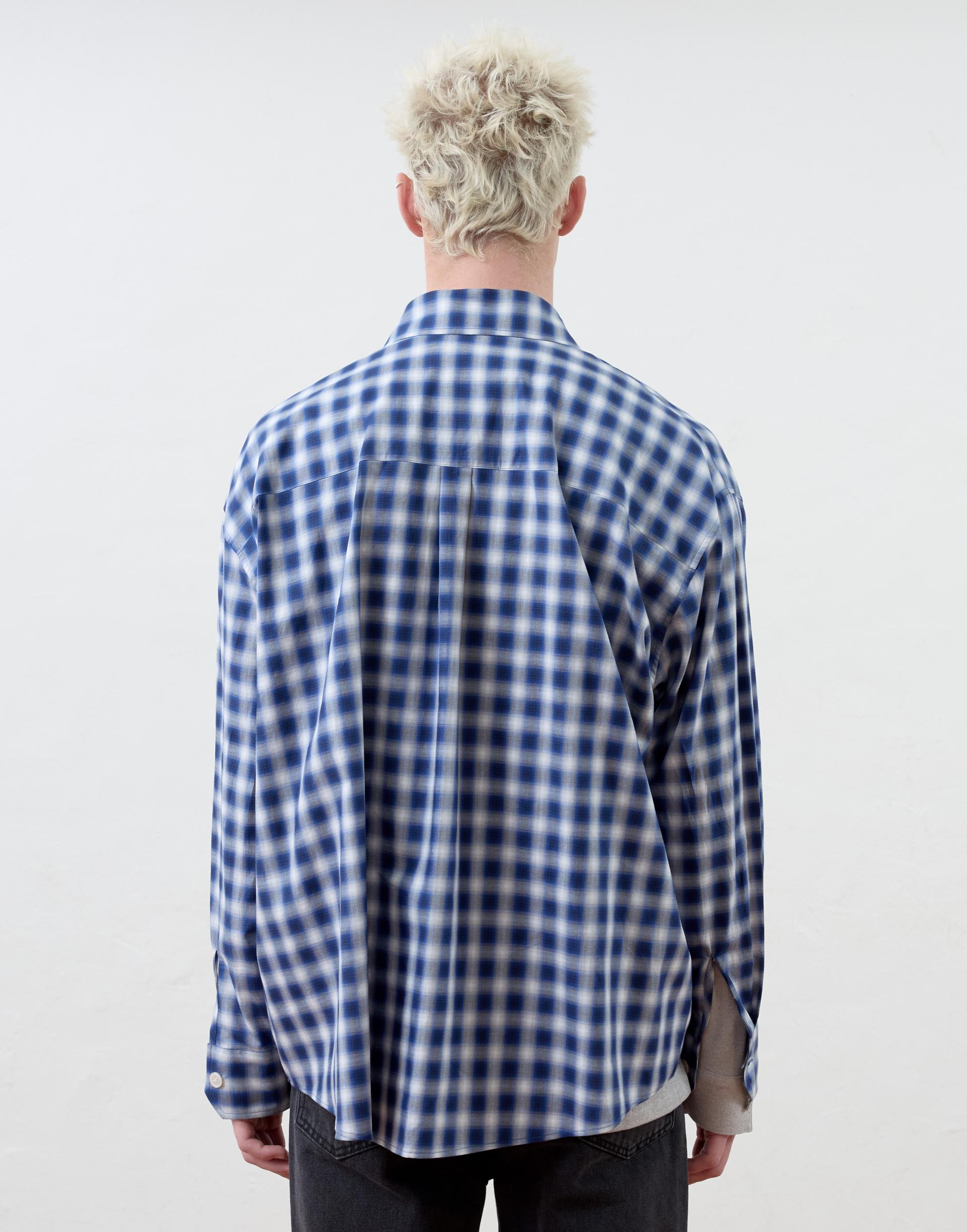 [MOOMYUNG] DETACHABLE COLLAR SHIRTS (BLUE CHECK)