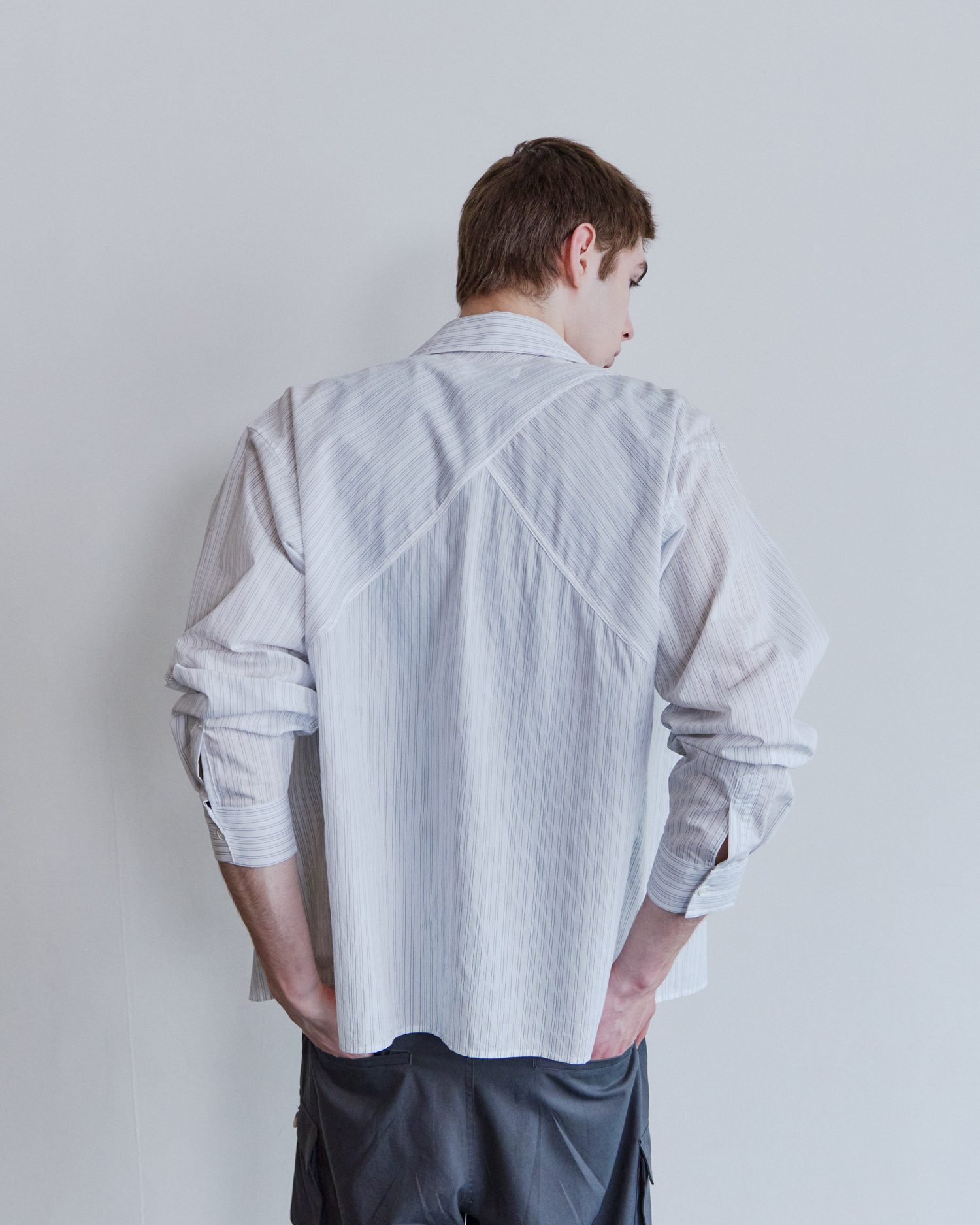 [WAVINESS] Origami Stripe Shirts - White