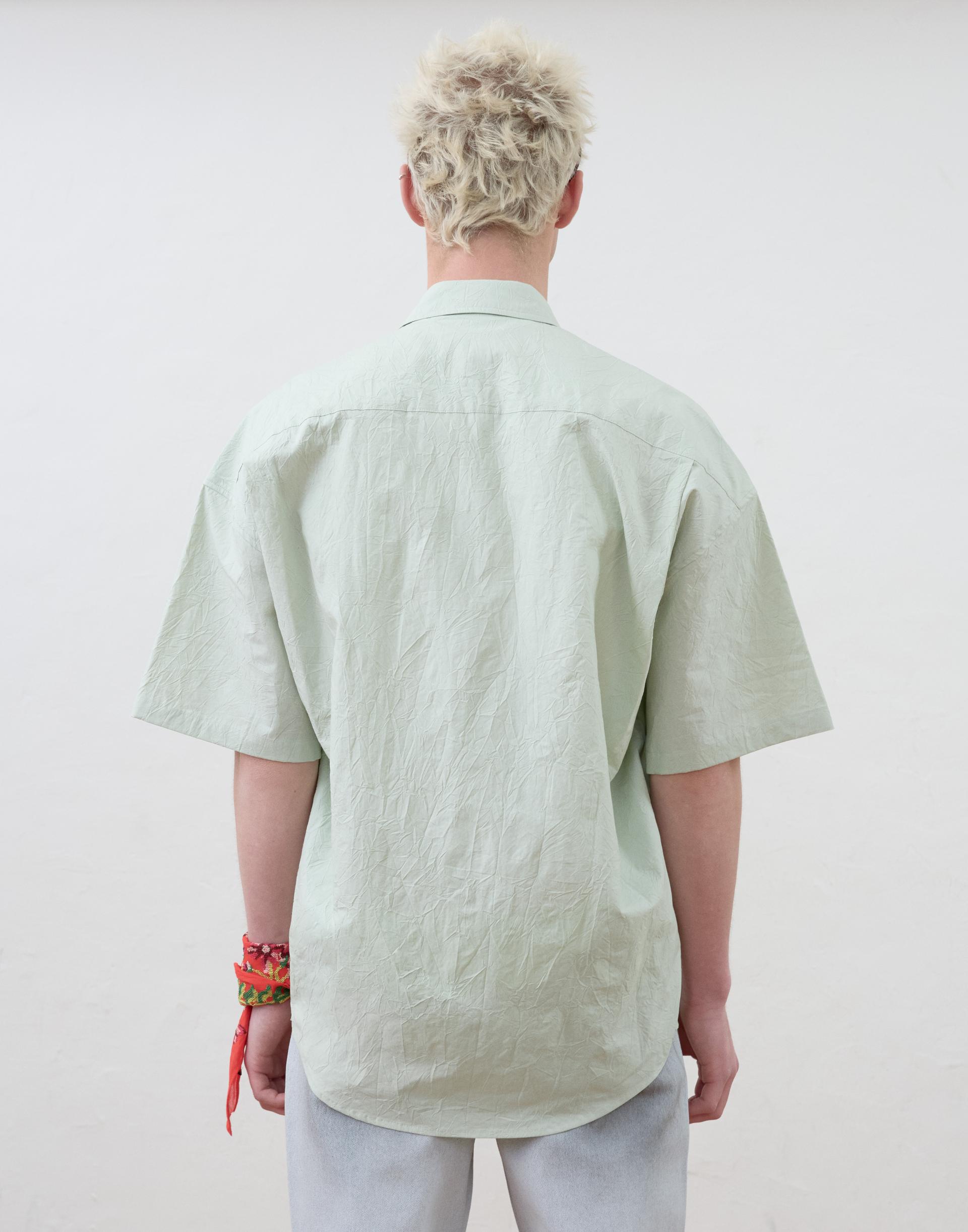 [MOOMYUNG] WRAP SHORTSLEEVE SHIRT (CREASE MINT)