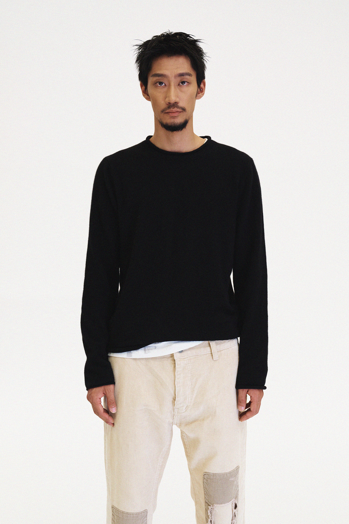 [SURFACE EDITION] RAW EDGE KNIT PULLOVER BLACK