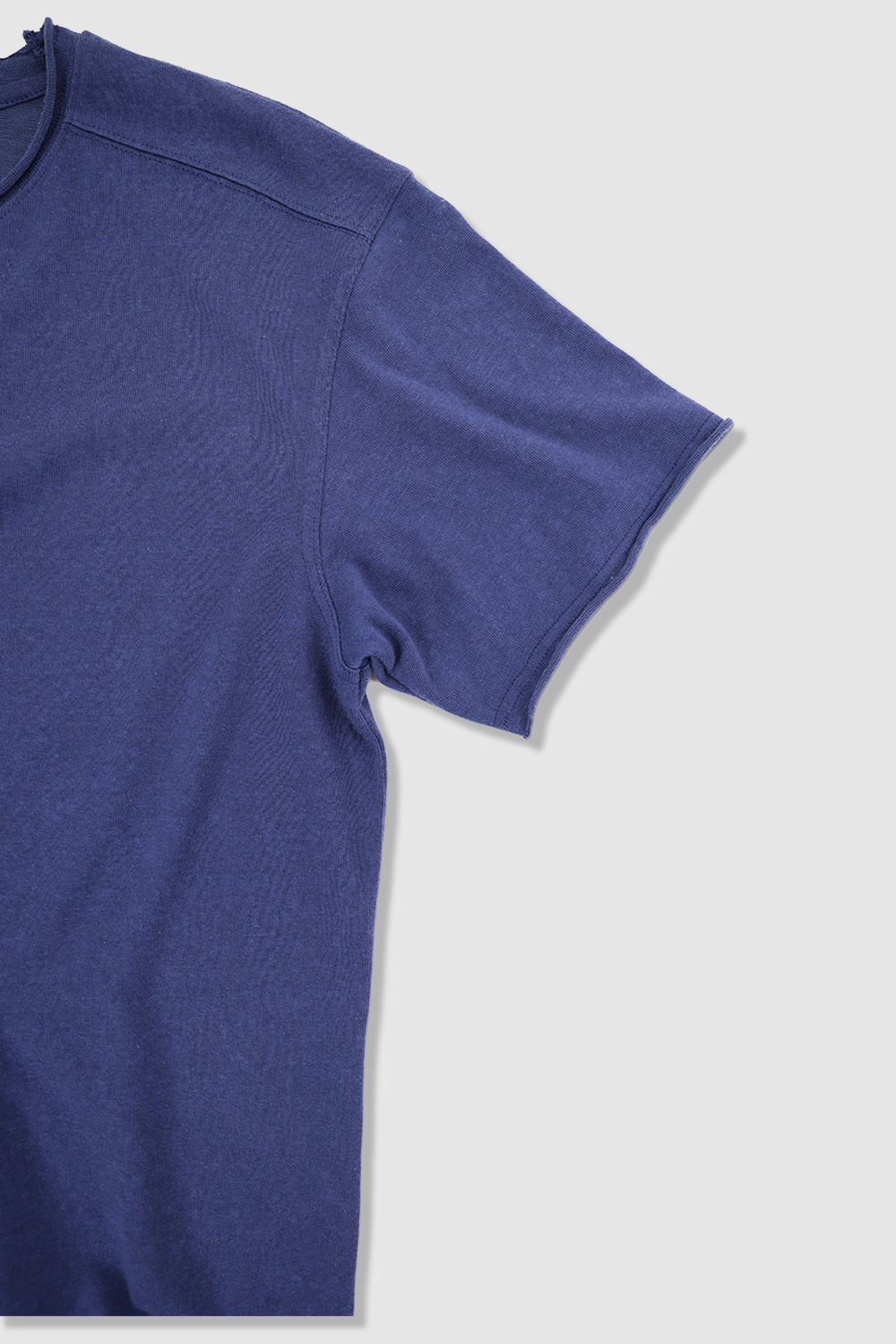 [ANYTIME LOREAK] YUCCA RAW-EDGE HALF KNIT -BLUE
