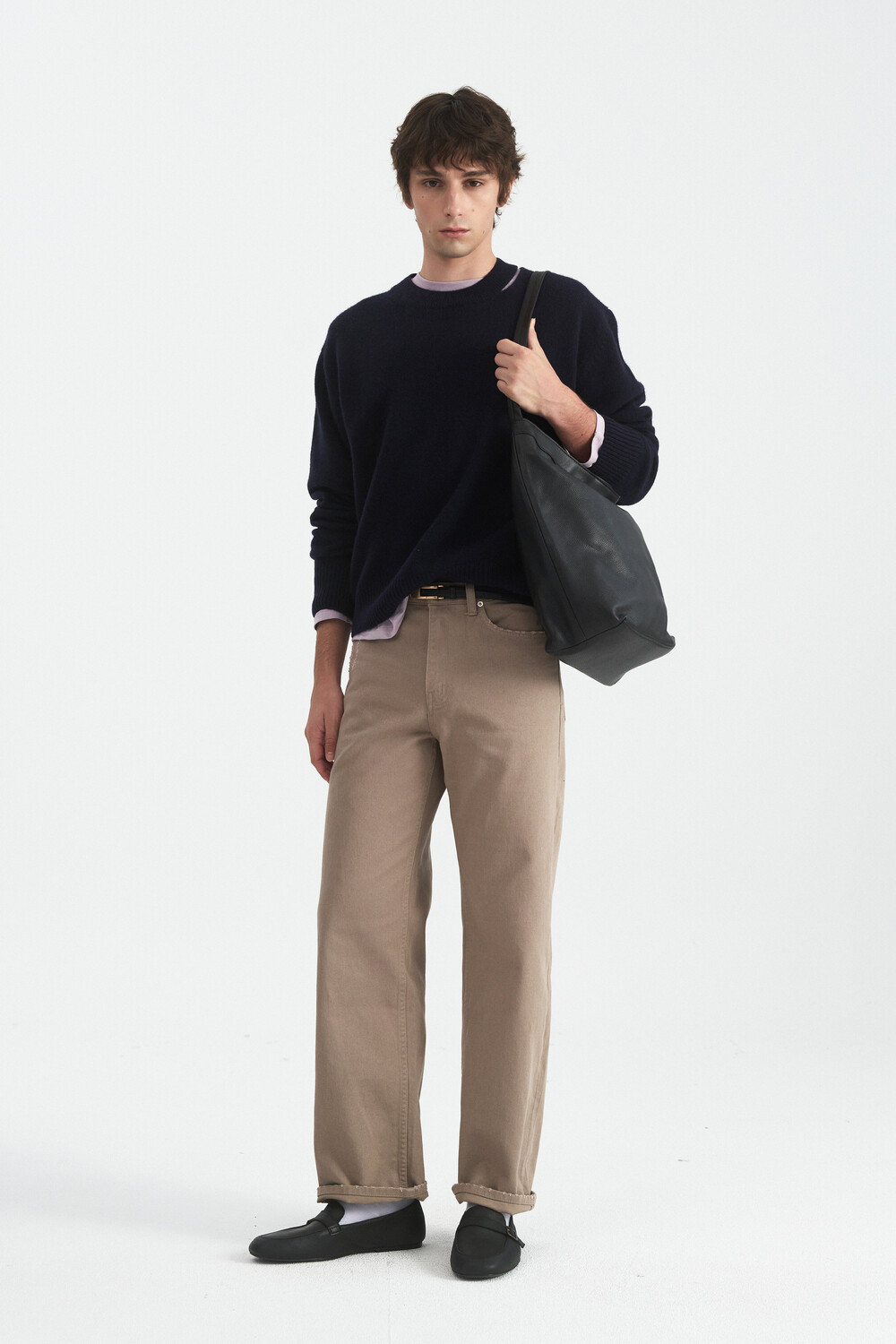 [WINDER] DISTRESSED REGULAR-FIT COTTON PANTS - BEIGE